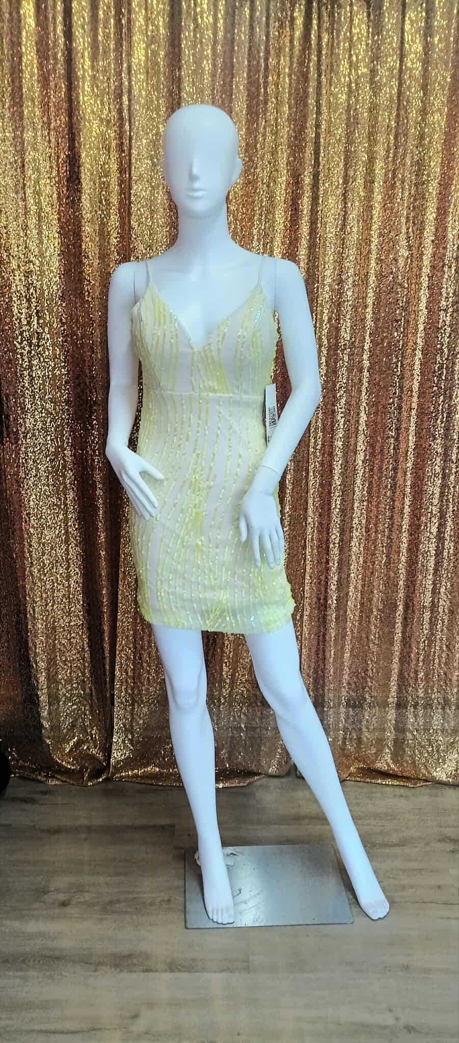 ivory yellow spagetti strap hoco