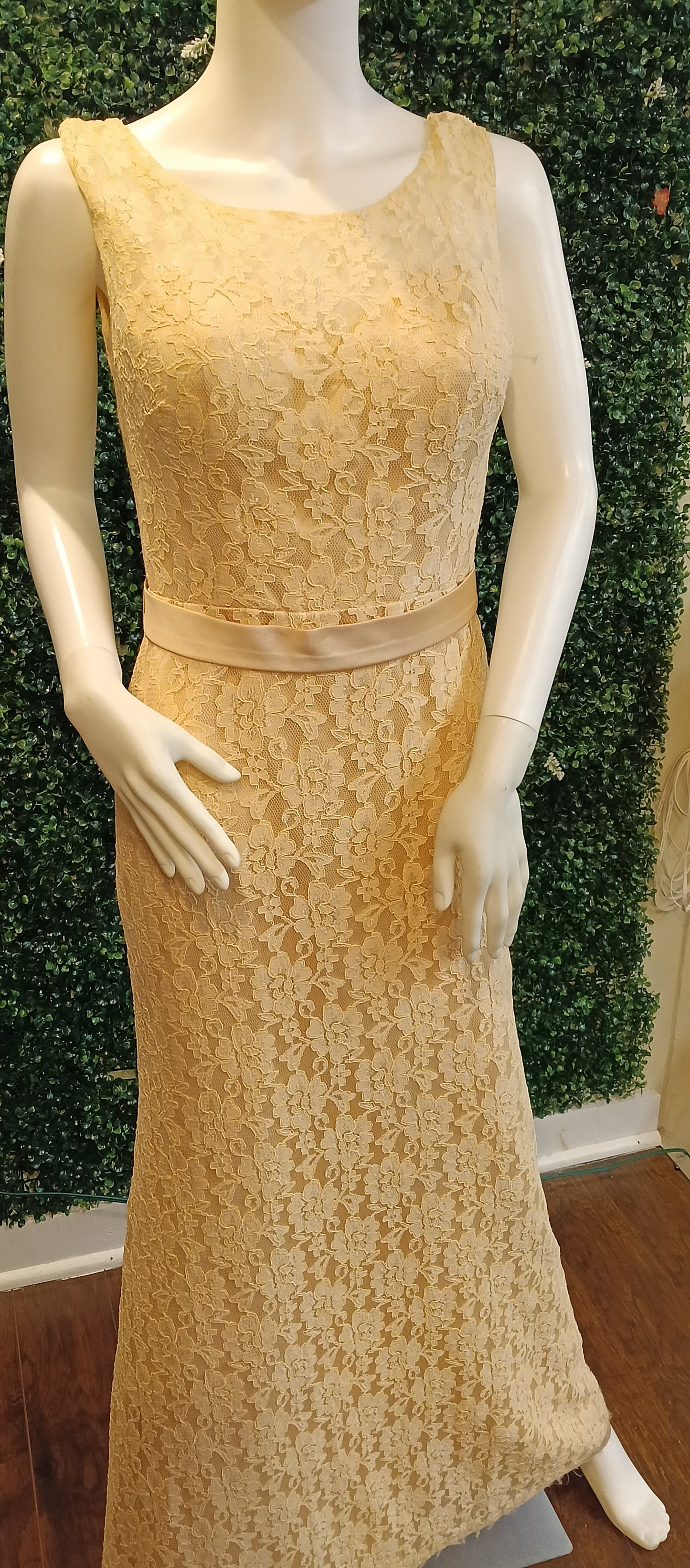 Pretty maids blush lace formal dress