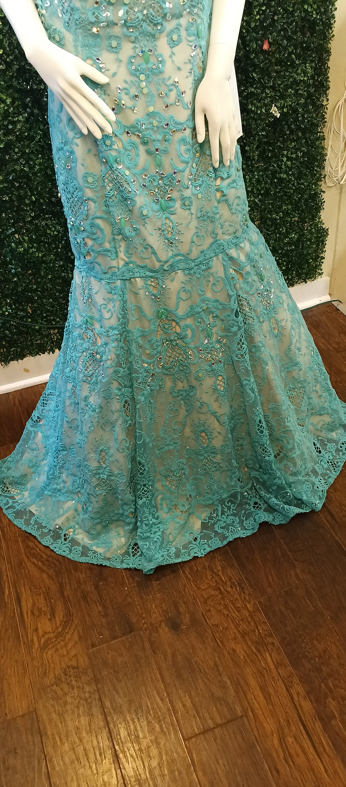 Rachel Allan Aqua mermaid prom dress