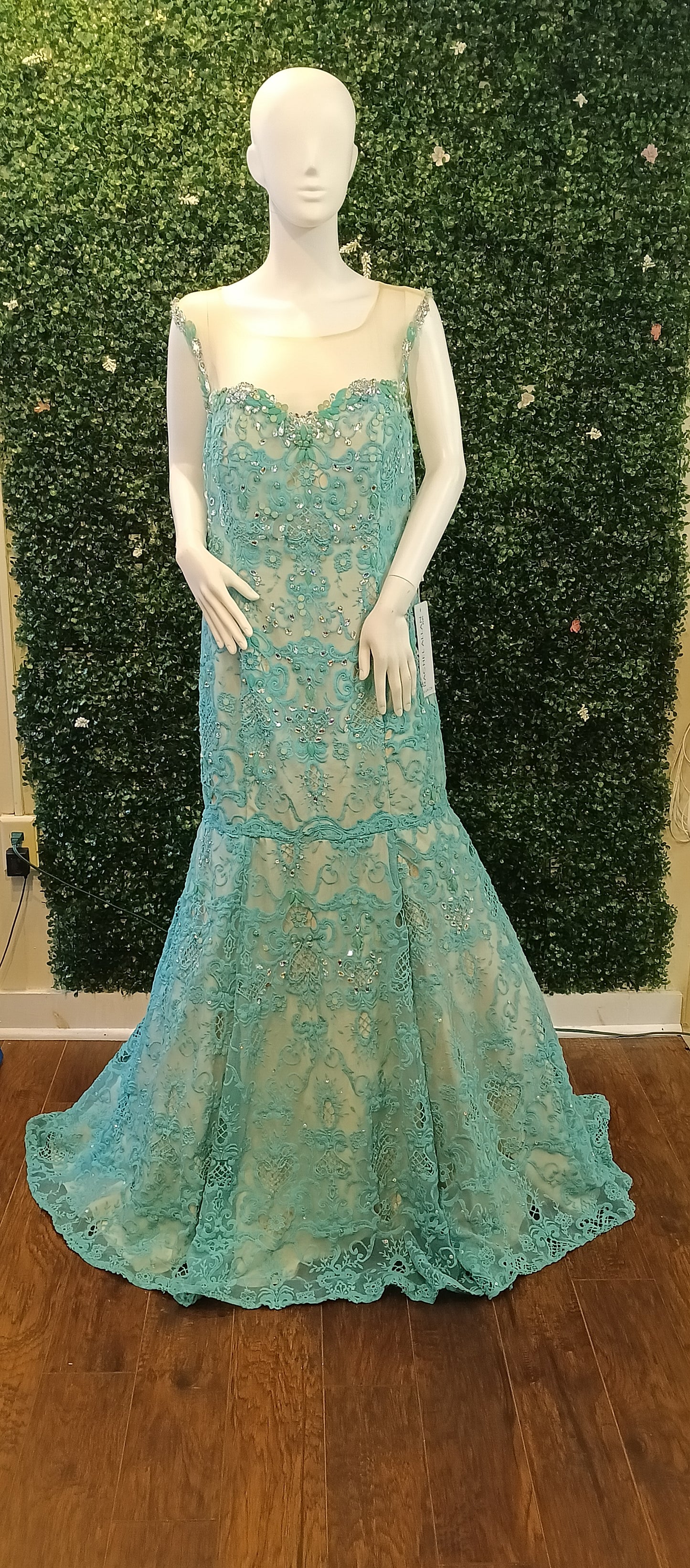 Rachel Allan Aqua mermaid prom dress