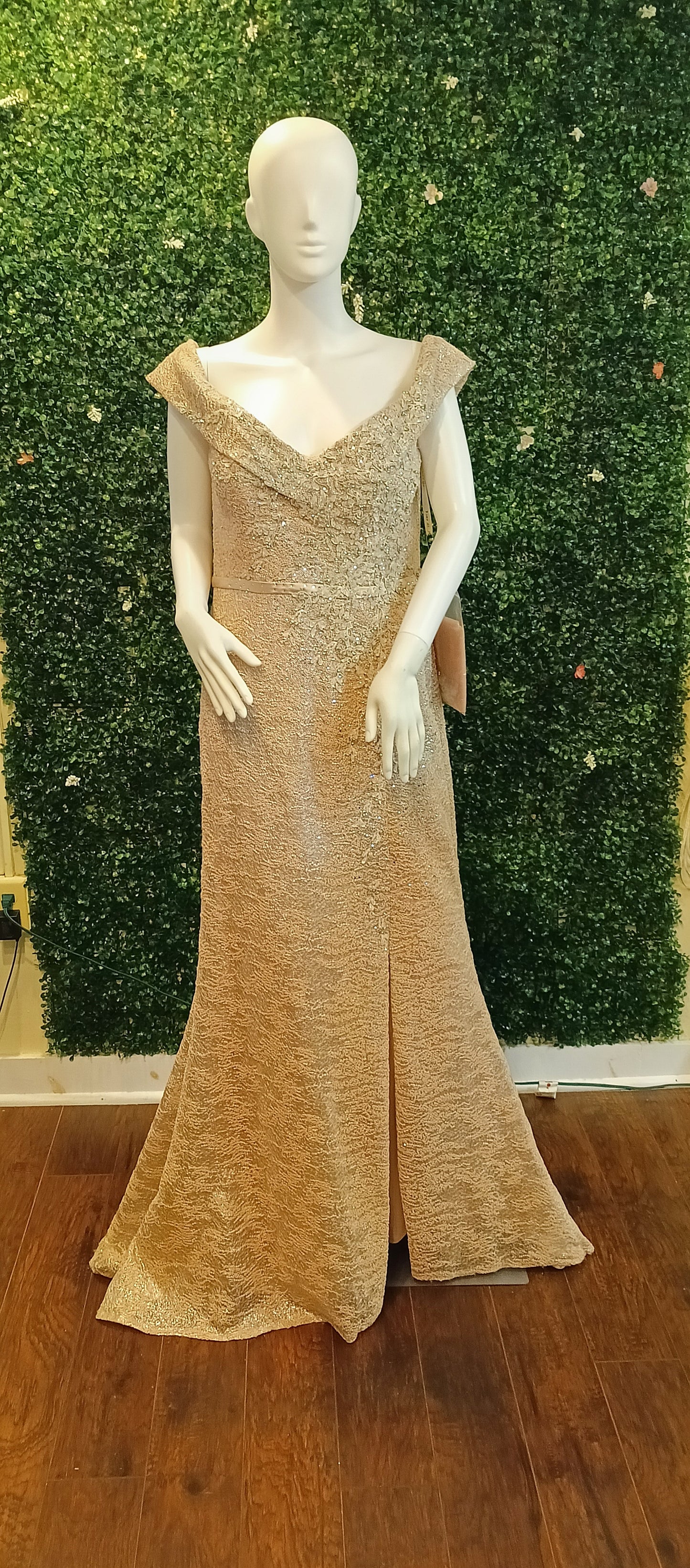 Rina dimontella rose pink off shoulder prom dress