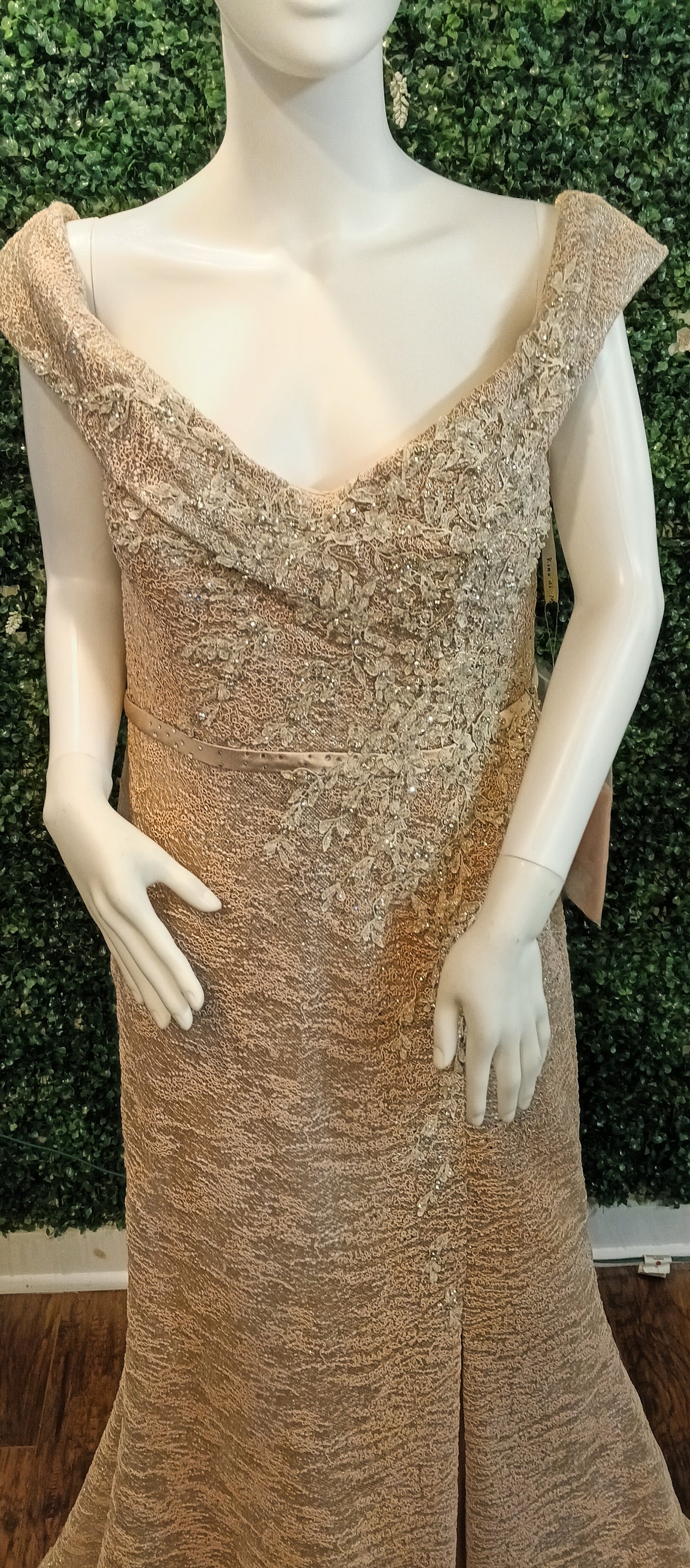 Rina dimontella rose pink off shoulder prom dress