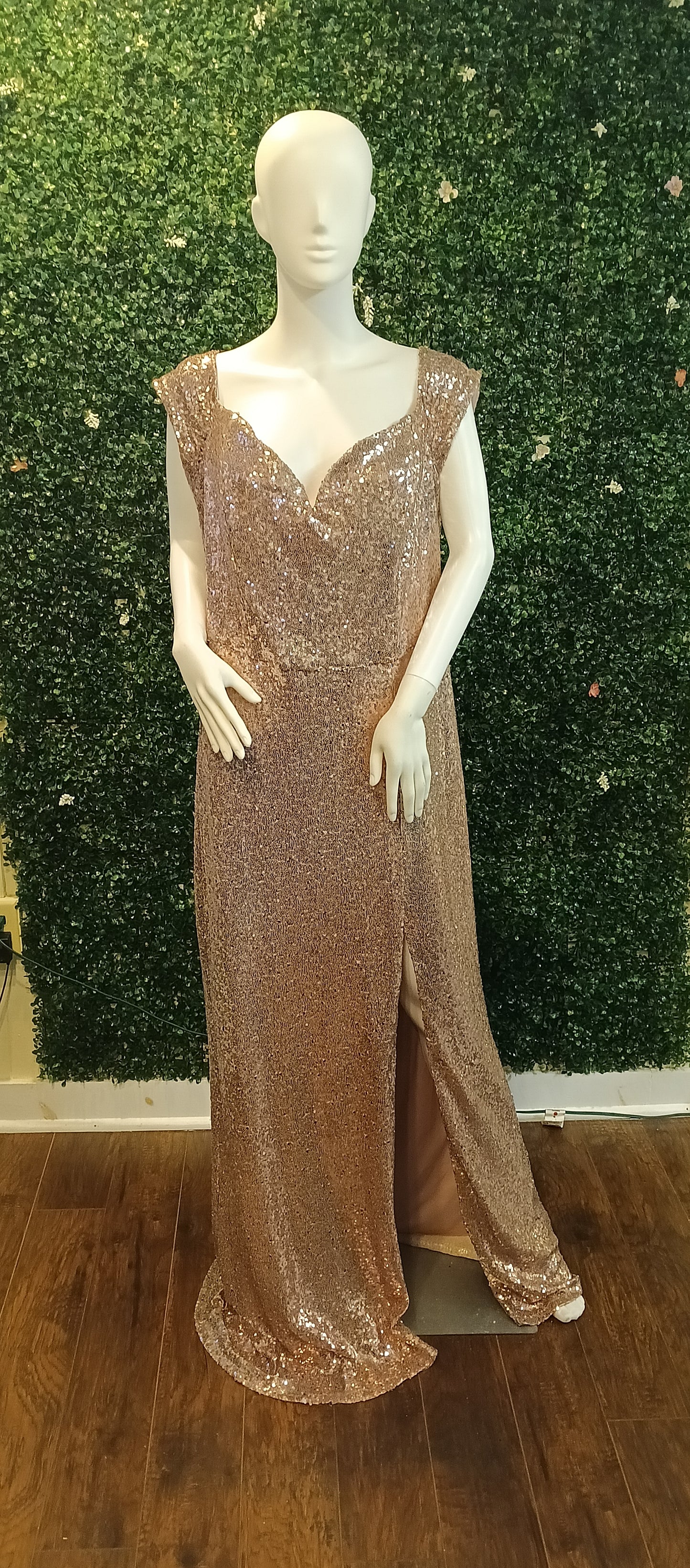B.Darlin Off Shoulder Dusty Pink Sequin Formal Dress
