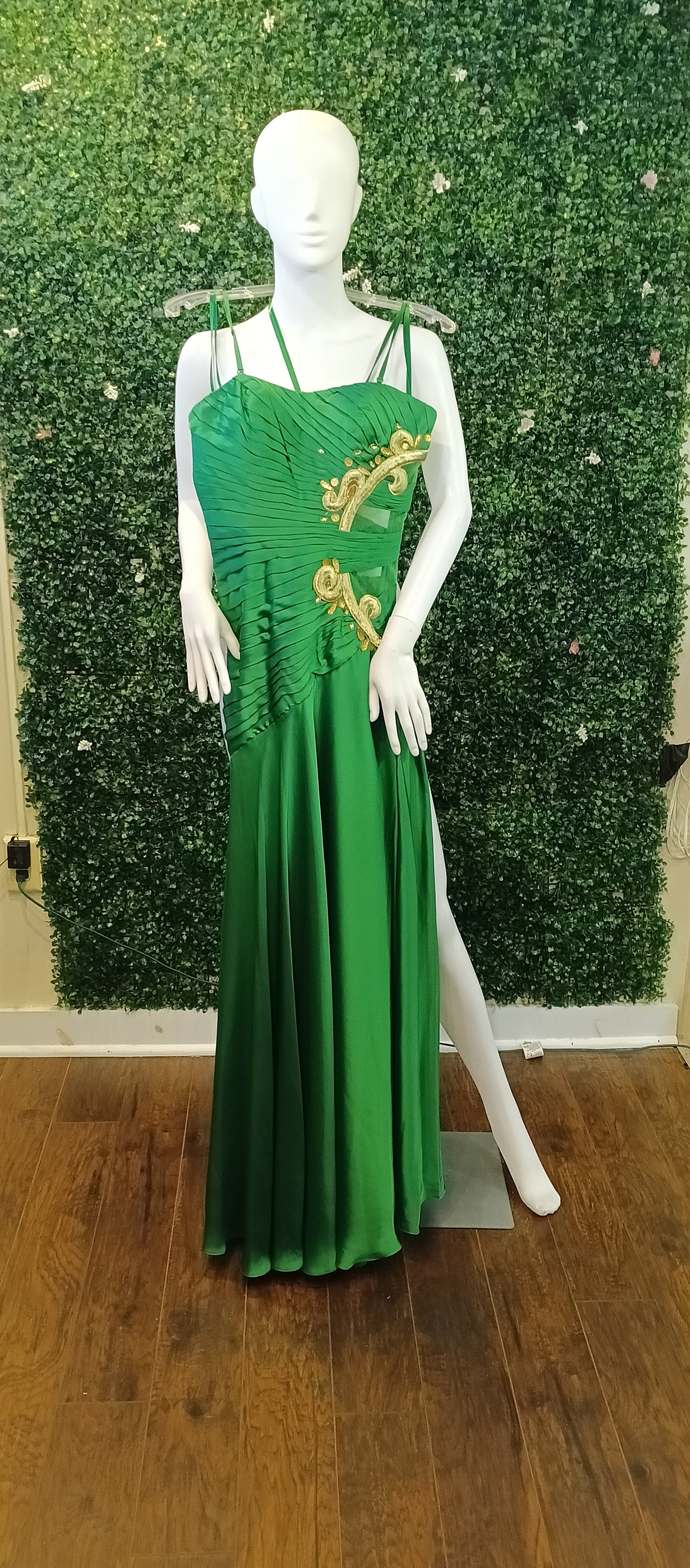 Emerald Green satin couture