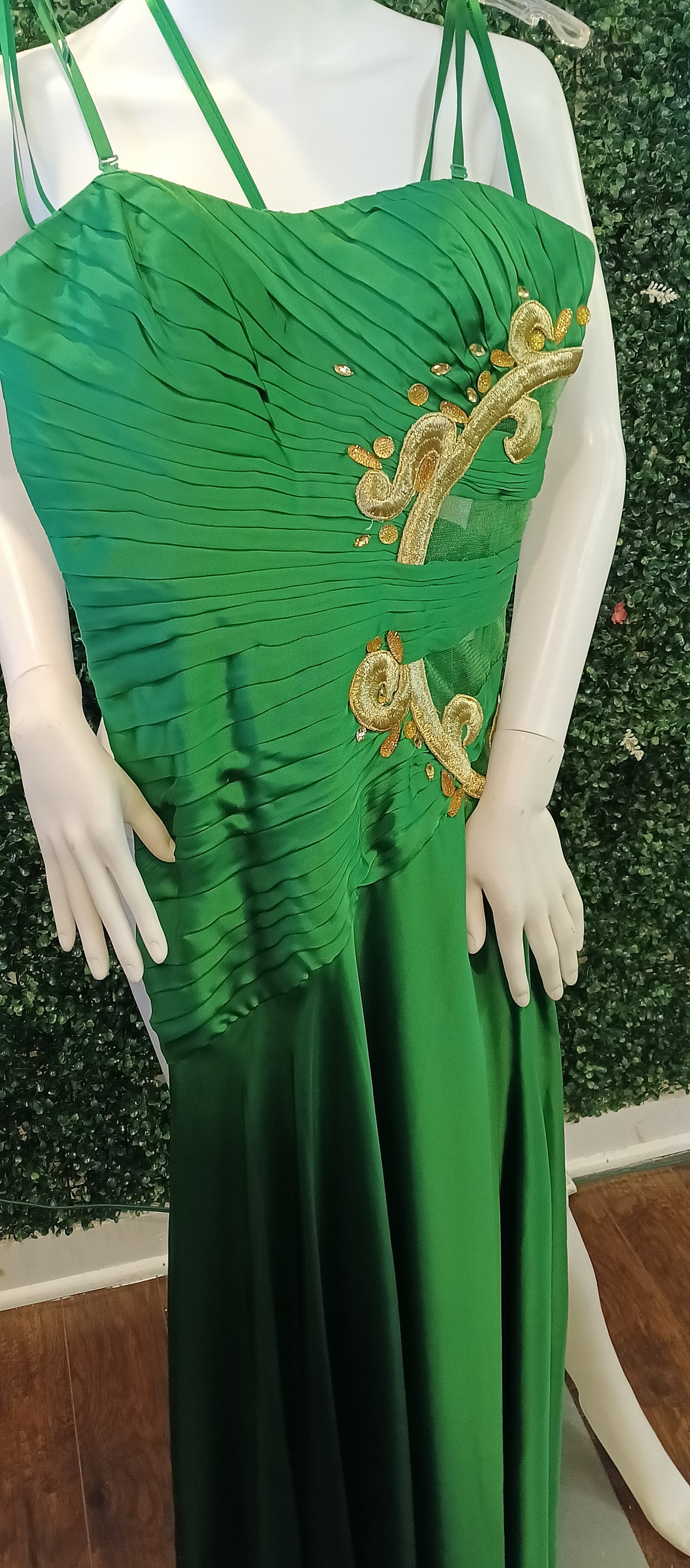 Emerald Green satin couture