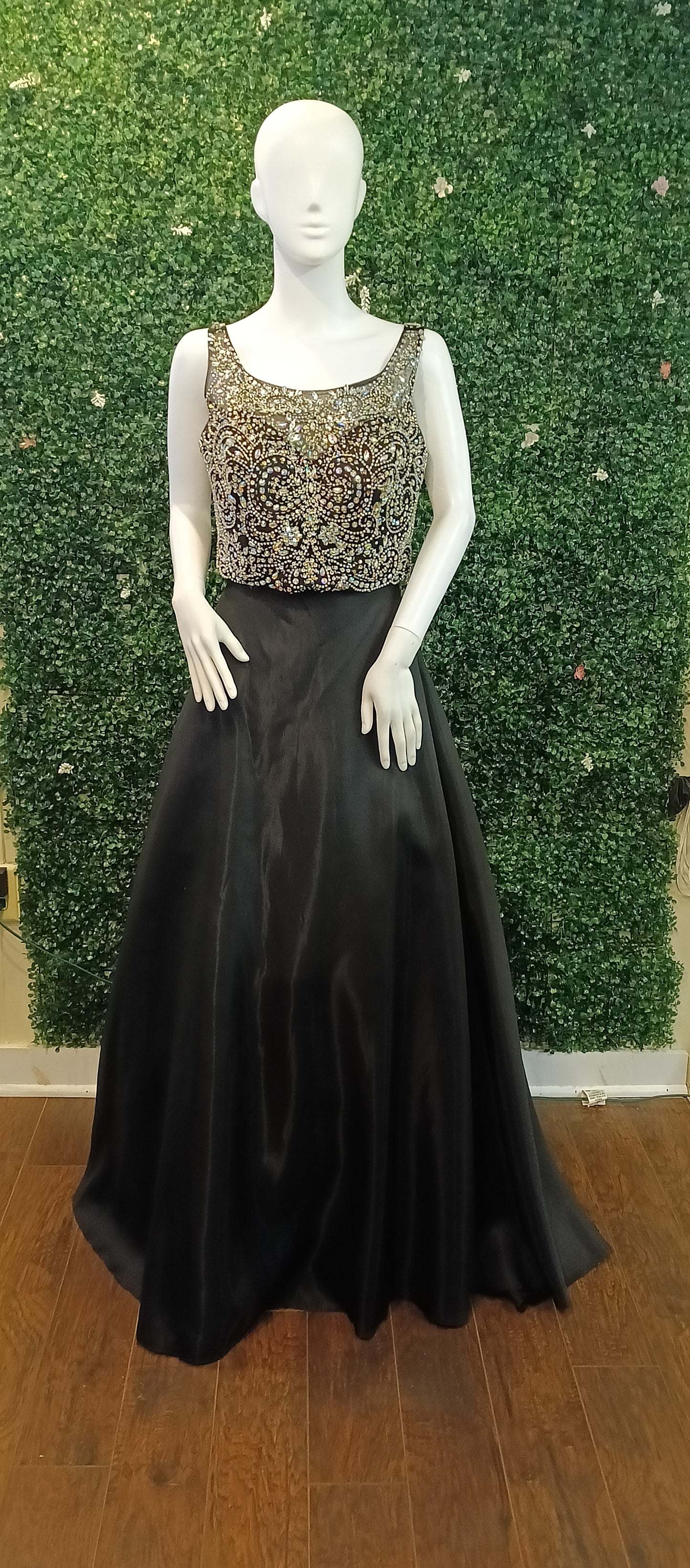 2 piece crystal beaded prom dress