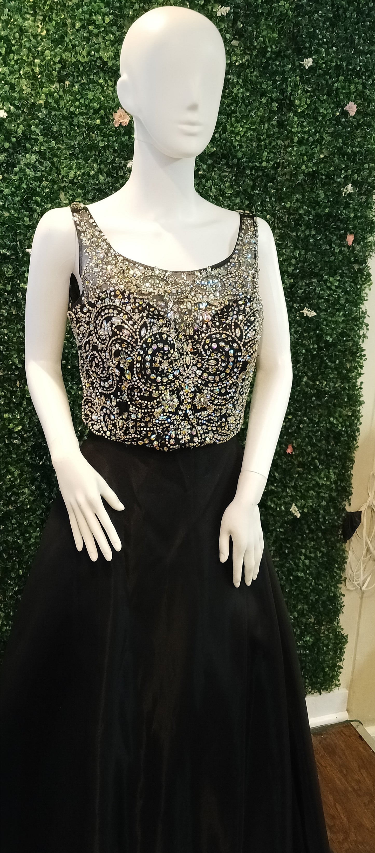 2 piece crystal beaded prom dress