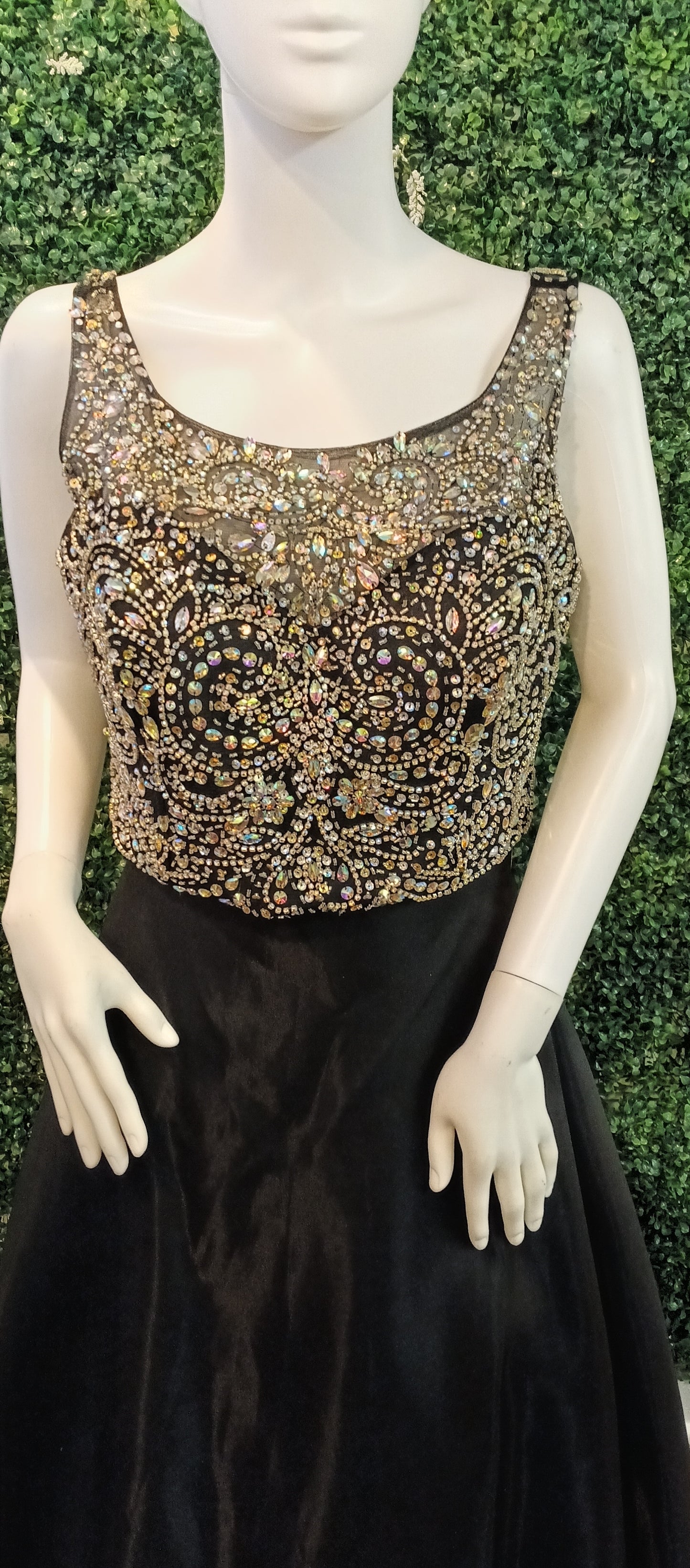 2 piece crystal beaded prom dress