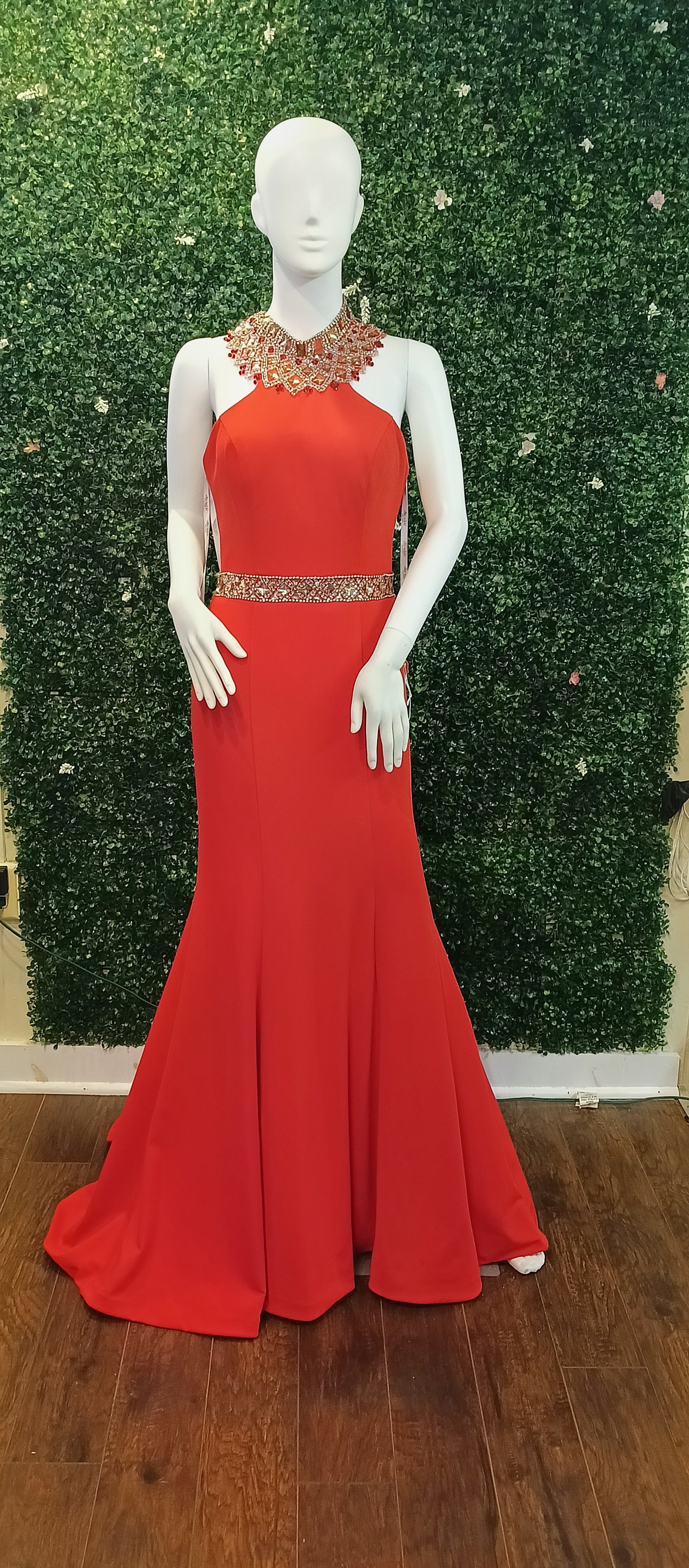 Ellie Wilde Mon Cheri halter prom dress