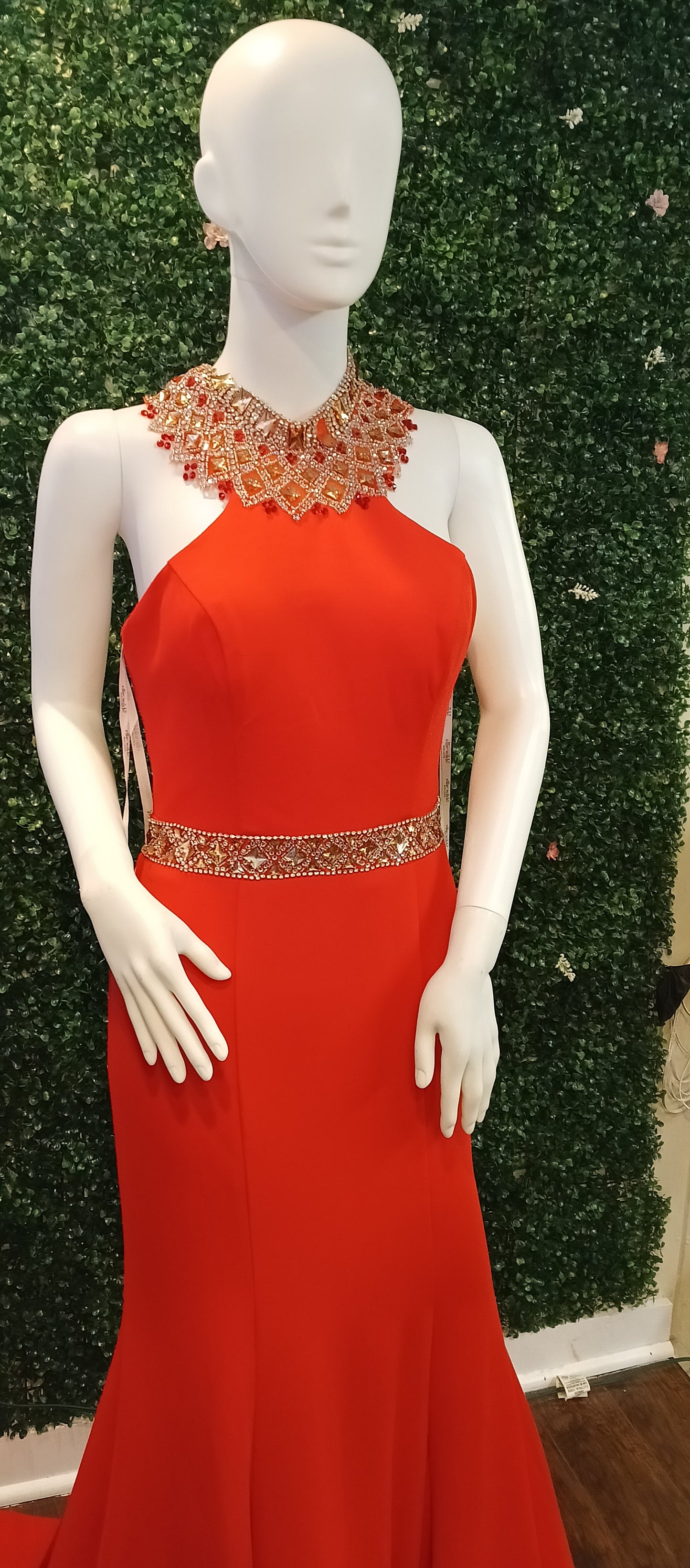 Ellie Wilde Mon Cheri halter prom dress