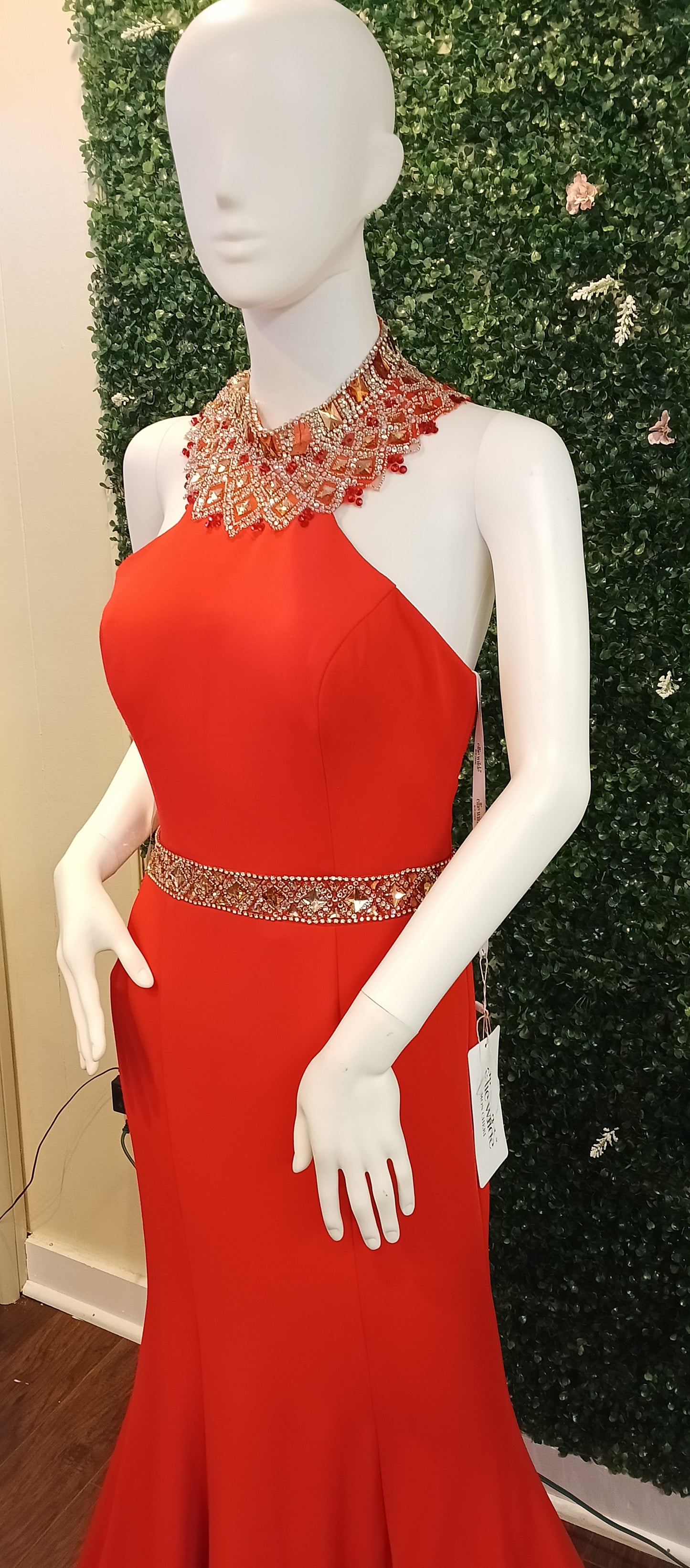 Ellie Wilde Mon Cheri halter prom dress