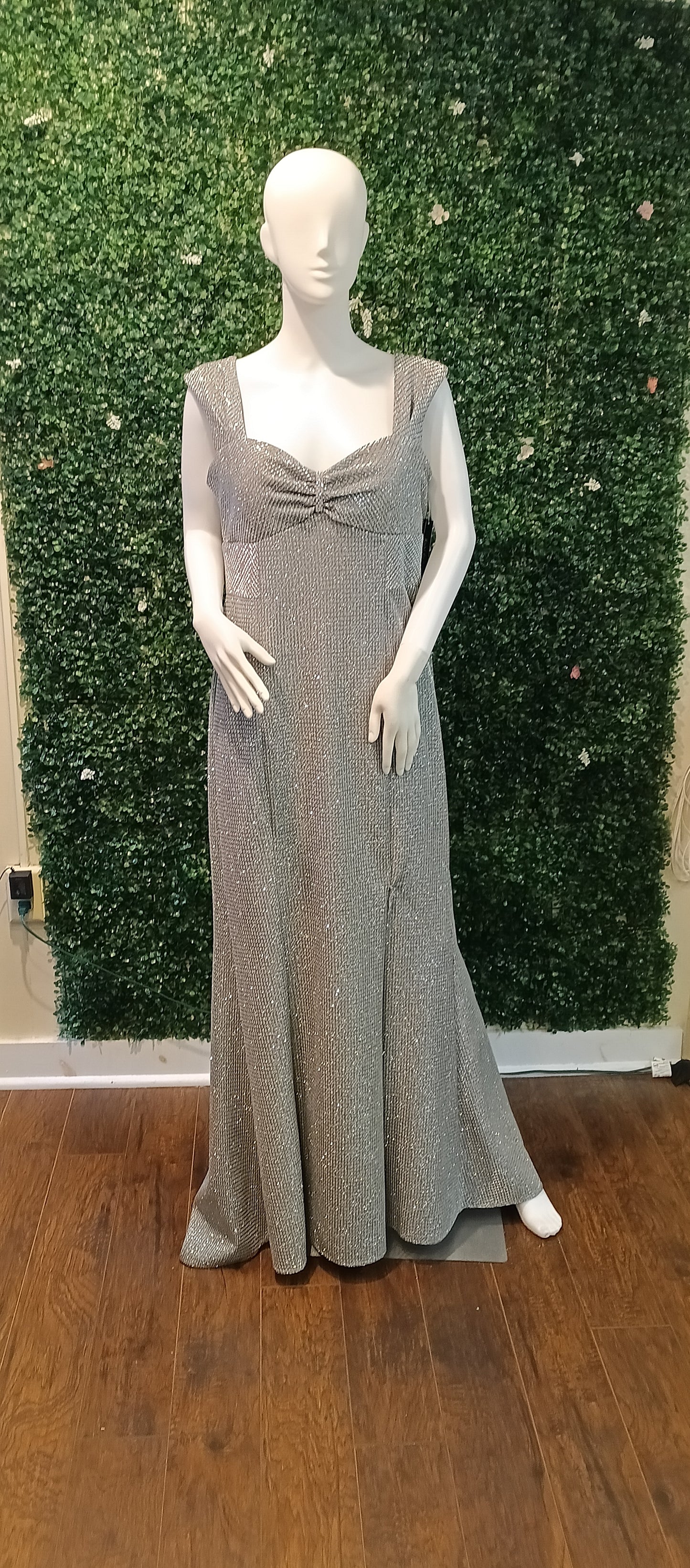 R & M Richards silver sparkle formal dress