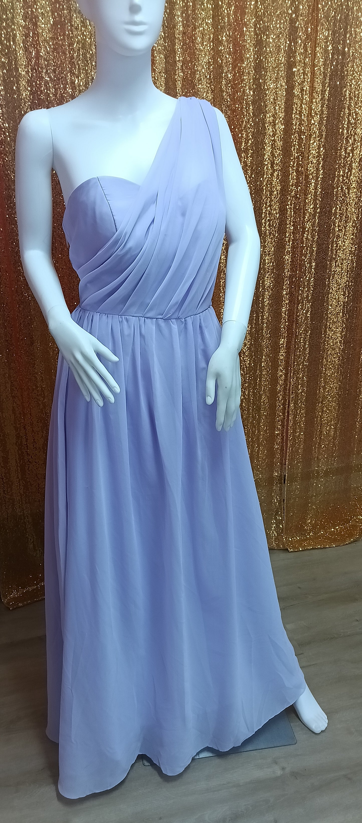 Lavender one shoulder chiffon bridesmaids dress