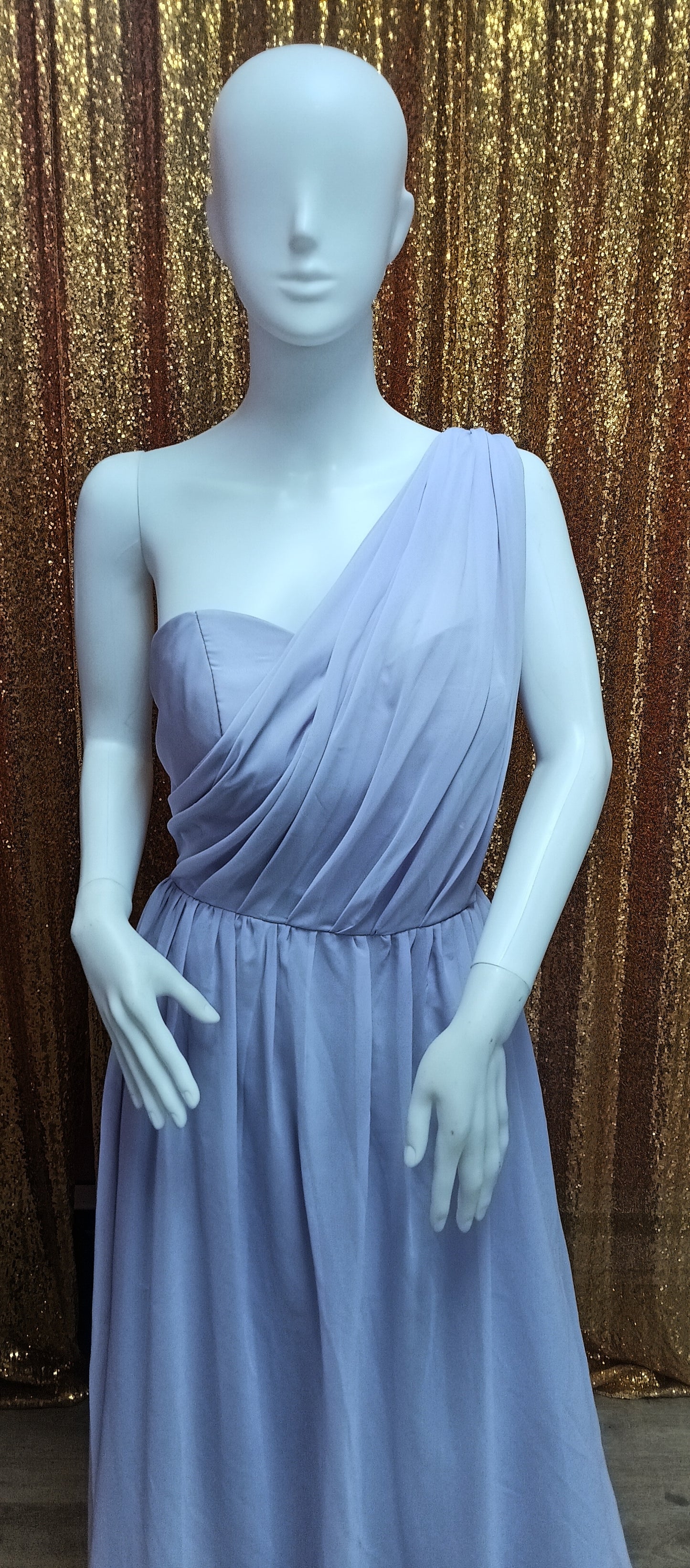 Lavender one shoulder chiffon bridesmaids dress