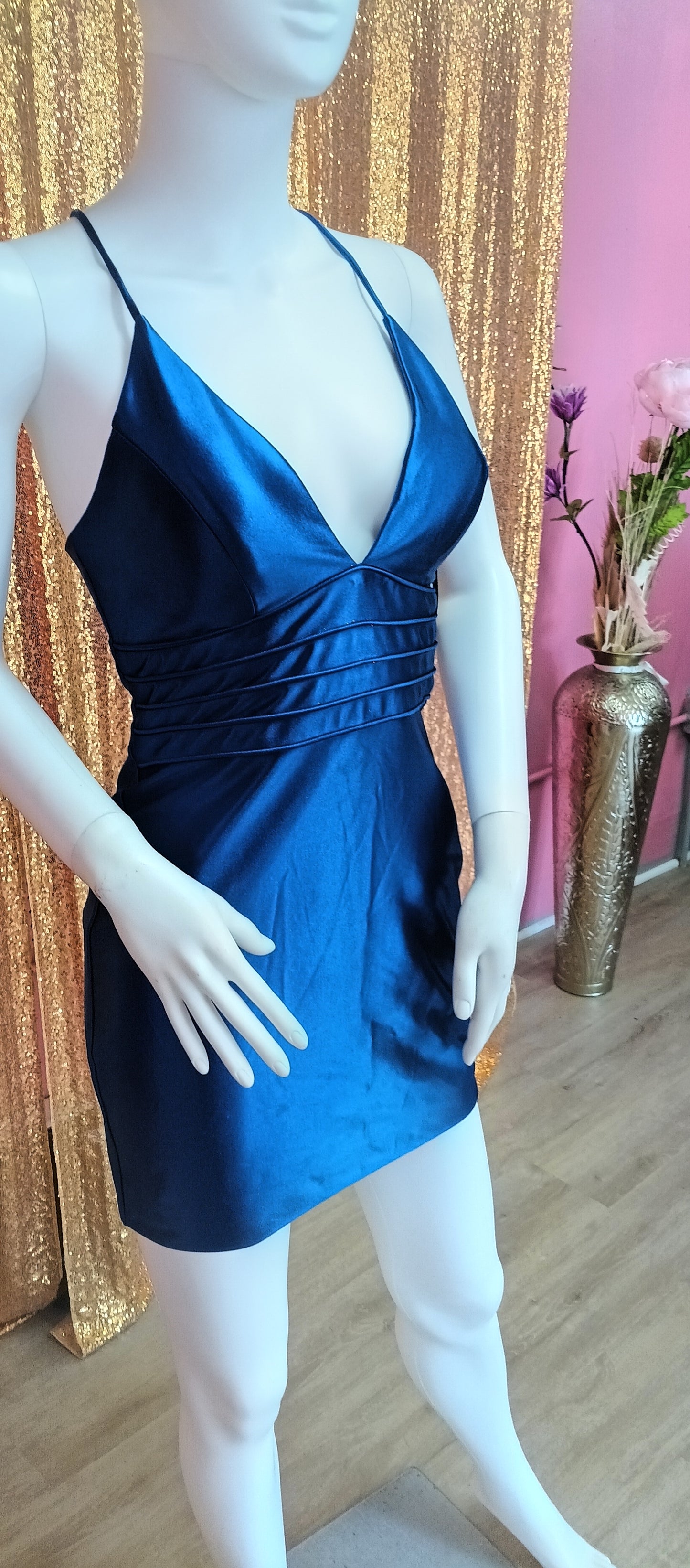 Blondie Notes royal blue mini hoco