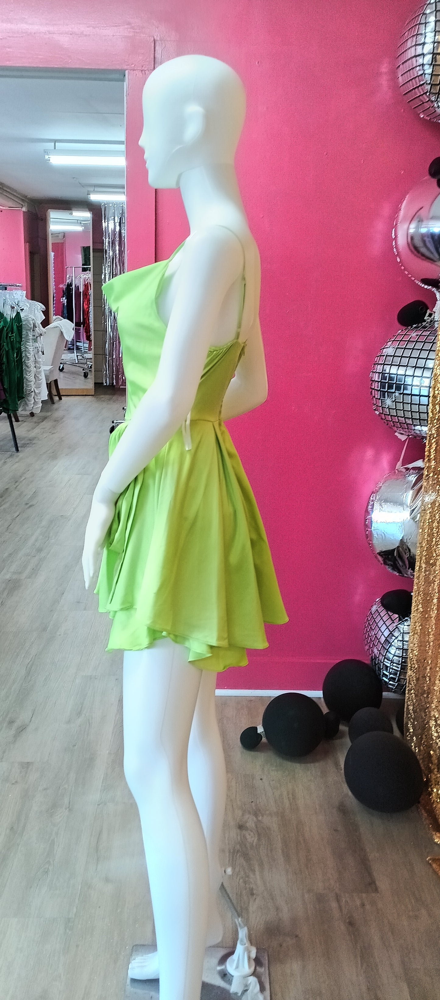 Neon green fit and flare