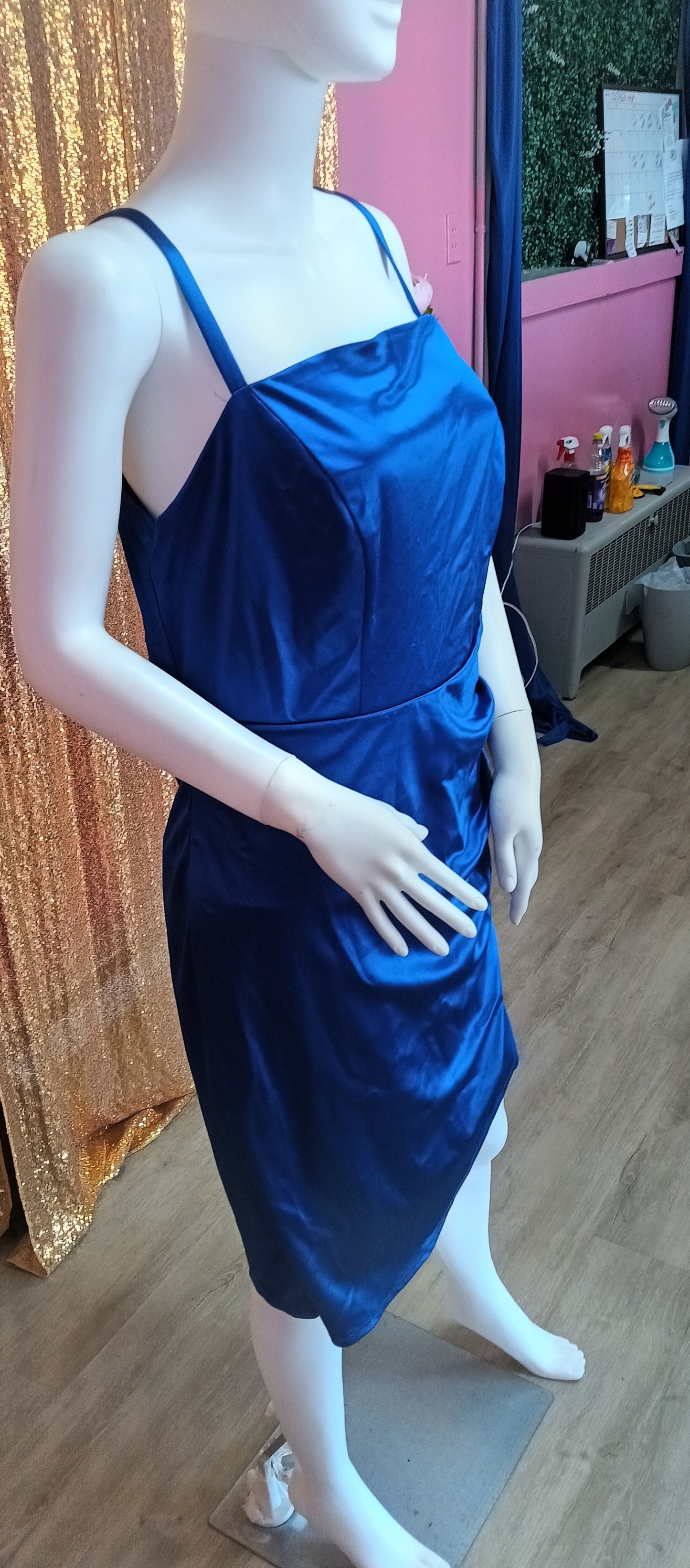 Plus size Royal blue satin hoco