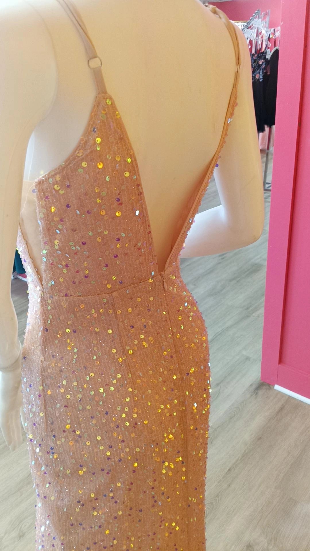 Baby Pink Spaghetti Strap Prom Dress