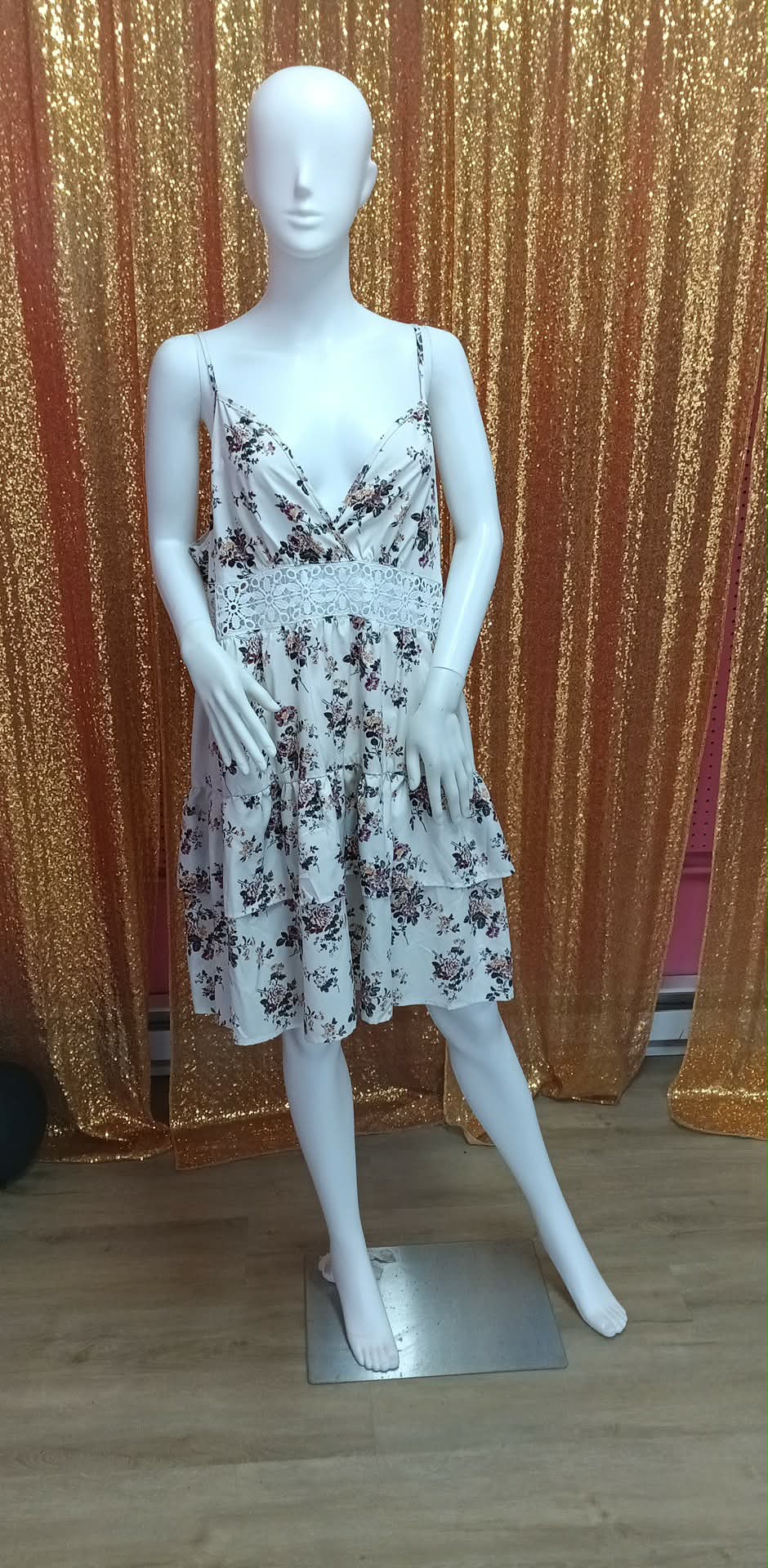 Plus size Floral white dress