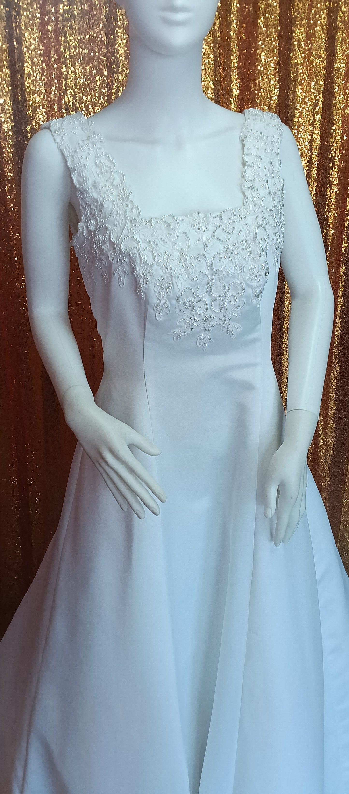 Jasmine White Pearl A-Line Ball gown
