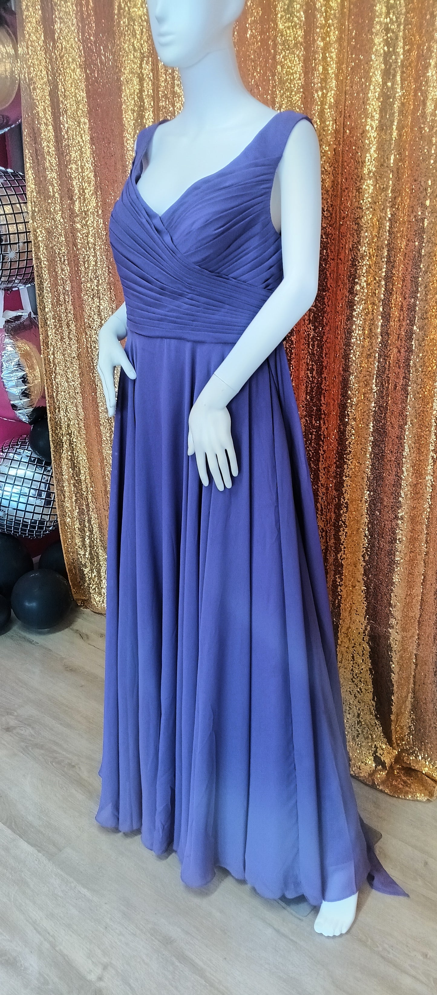 Dark purple chiffon bridesmaids dress
