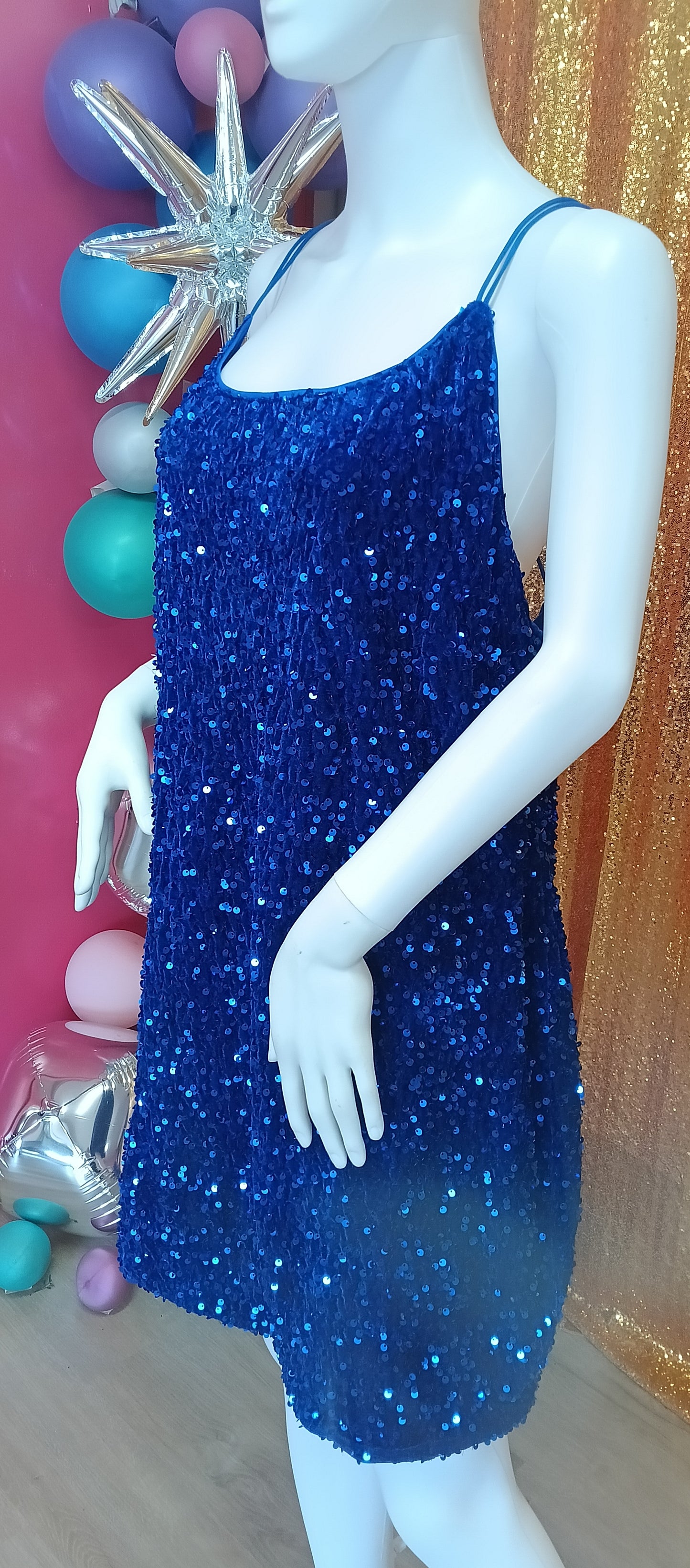 Plus size Royal Blue sequin hoco