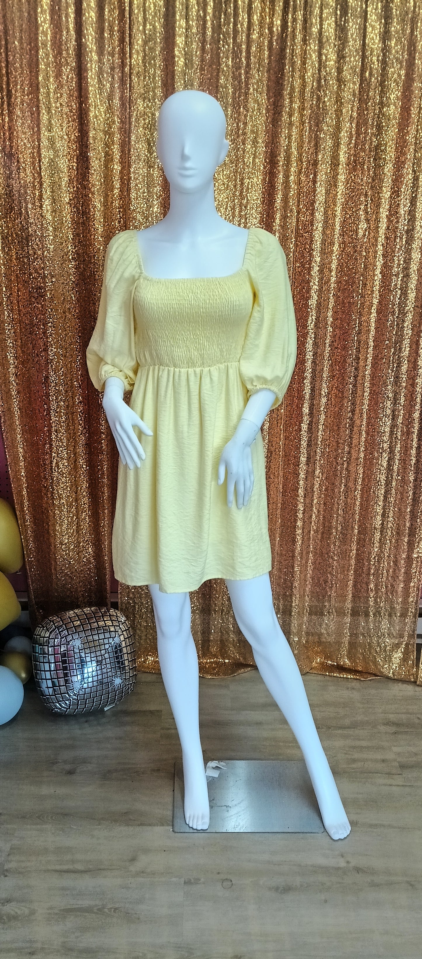 Yellow Long sleeve fit and flare