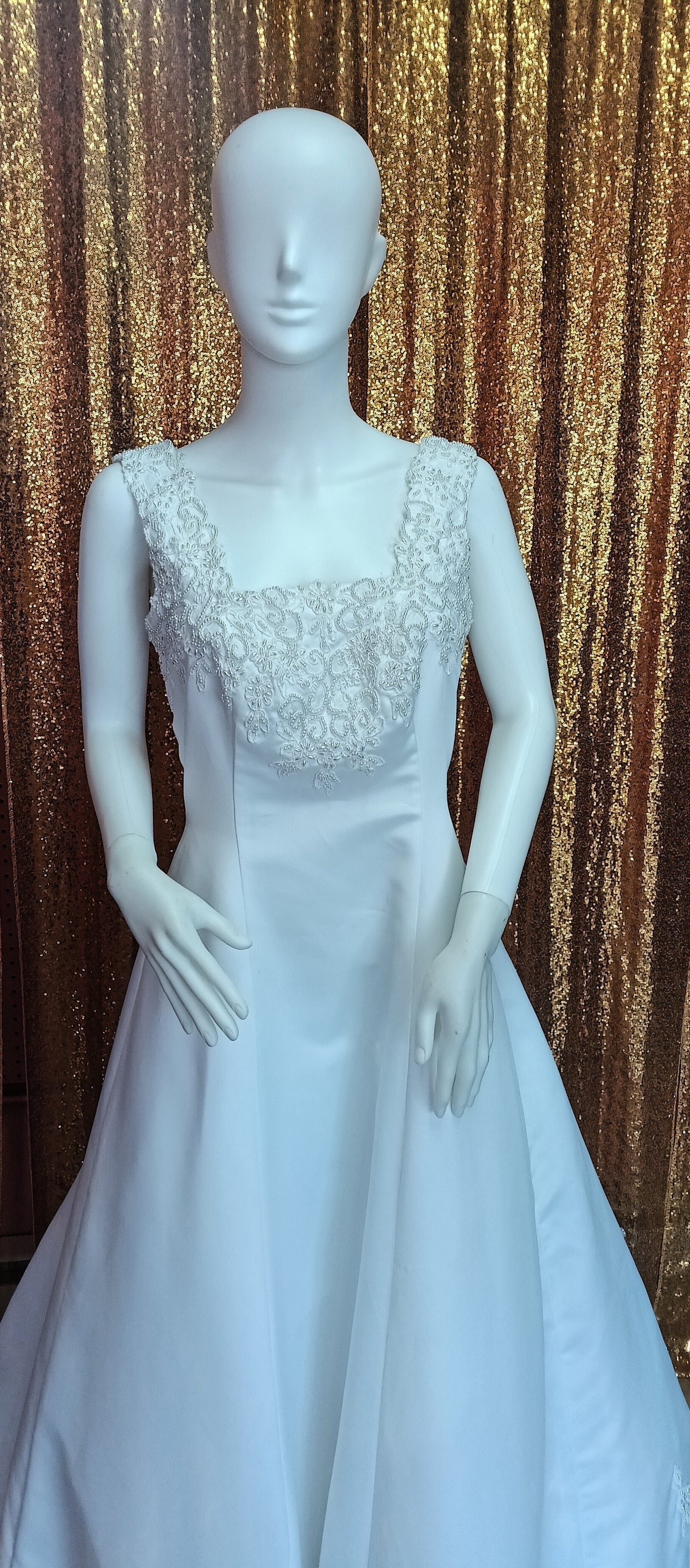 Jasmine White Pearl A-Line Ball gown