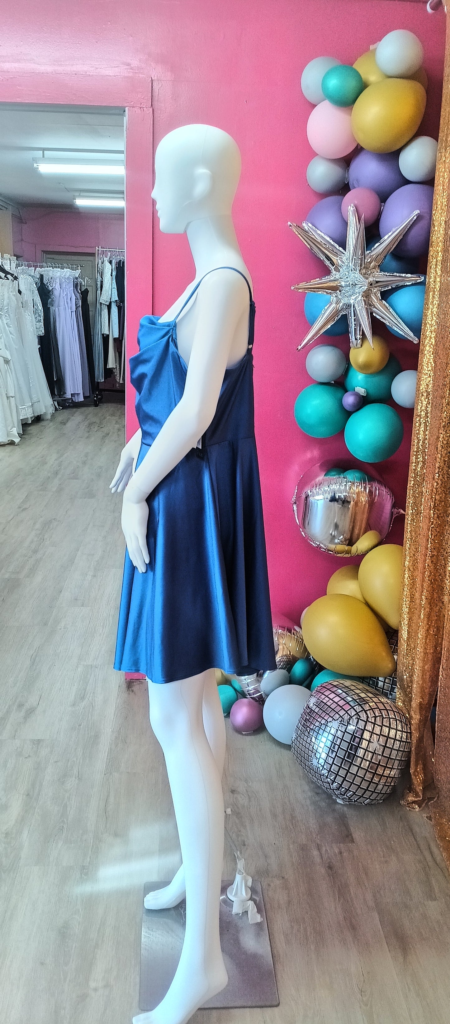Royal blue satin fit & flare
