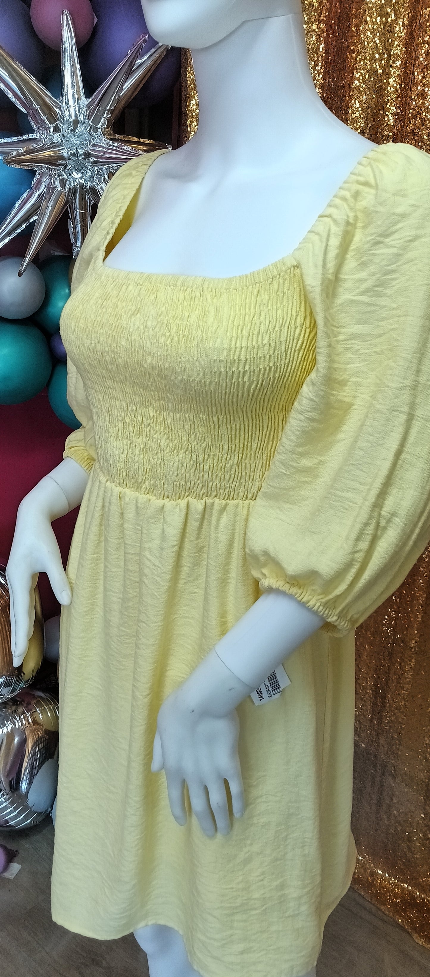 Yellow Long sleeve fit and flare