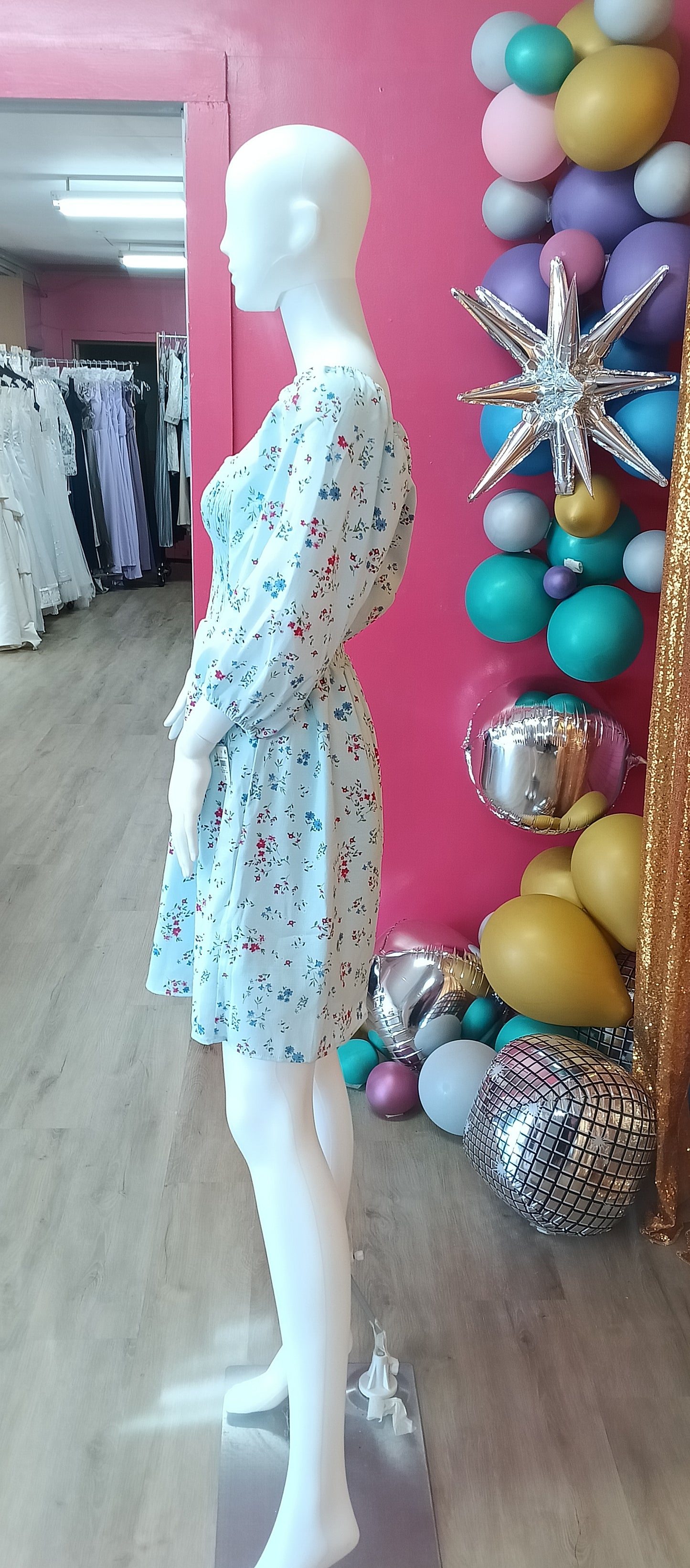 Aqua Floral Fit & Flare