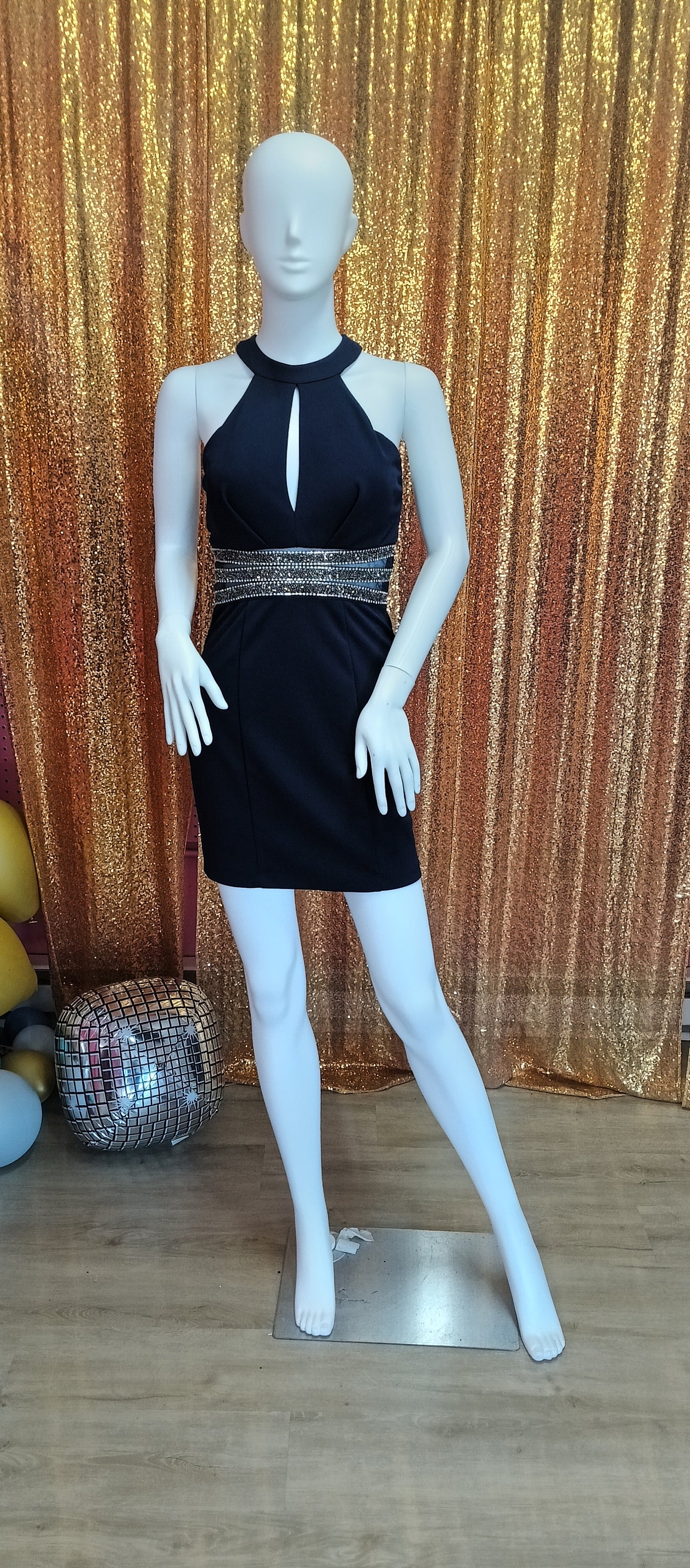 Navy Blue halter hoco dress
