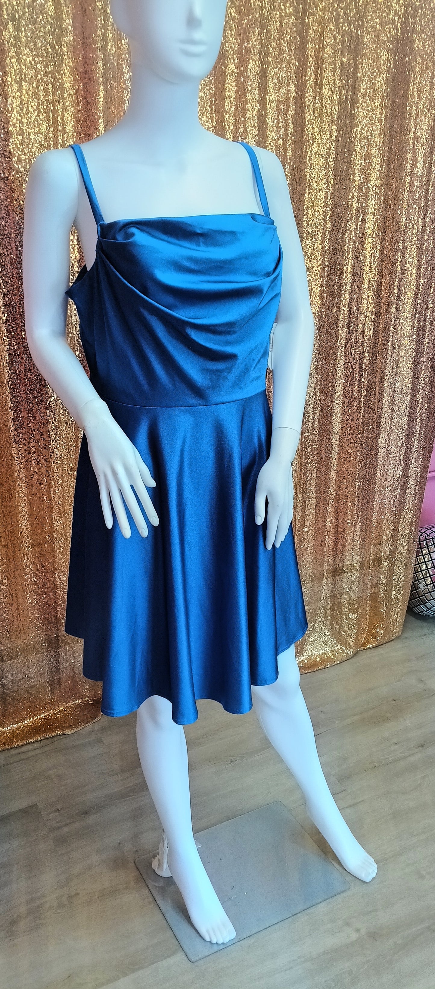 Royal blue satin fit & flare