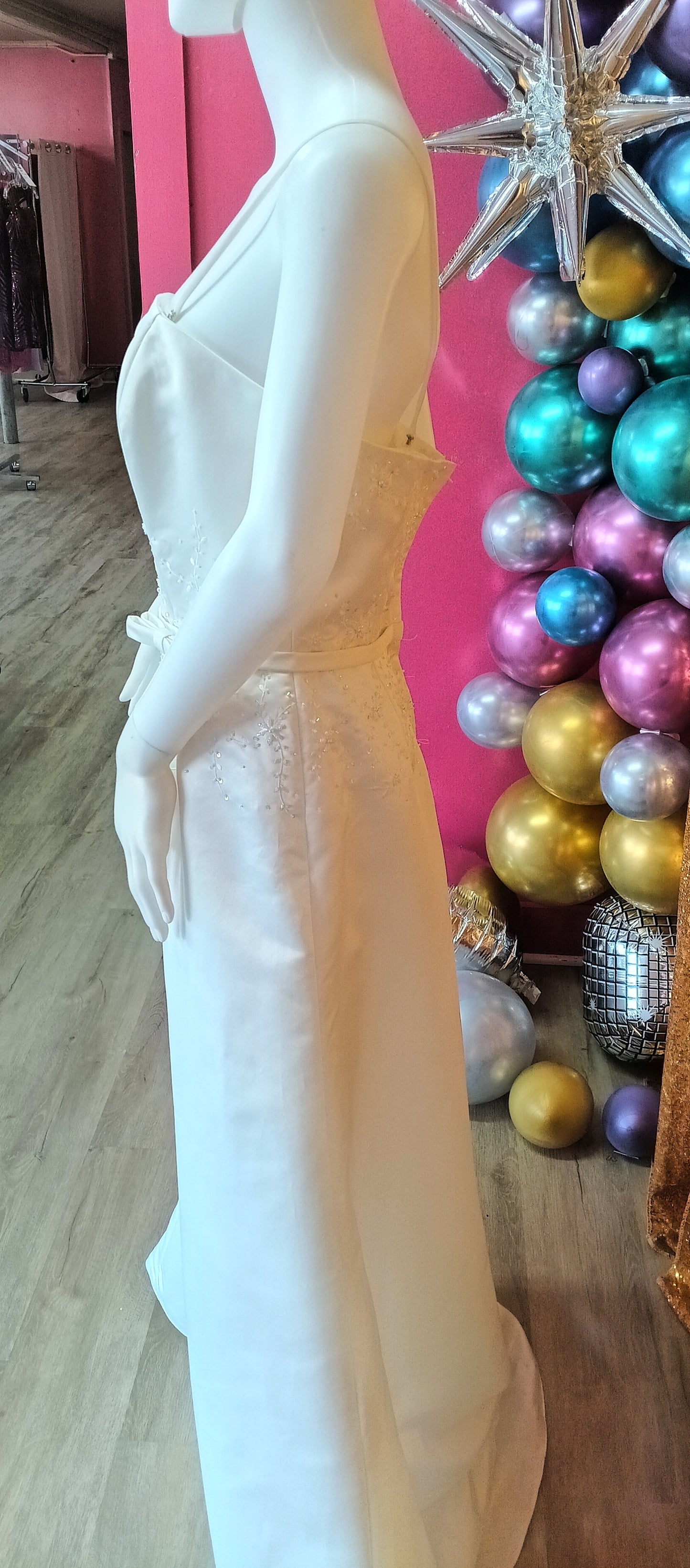 Dinehs Collection ivory floral A-line