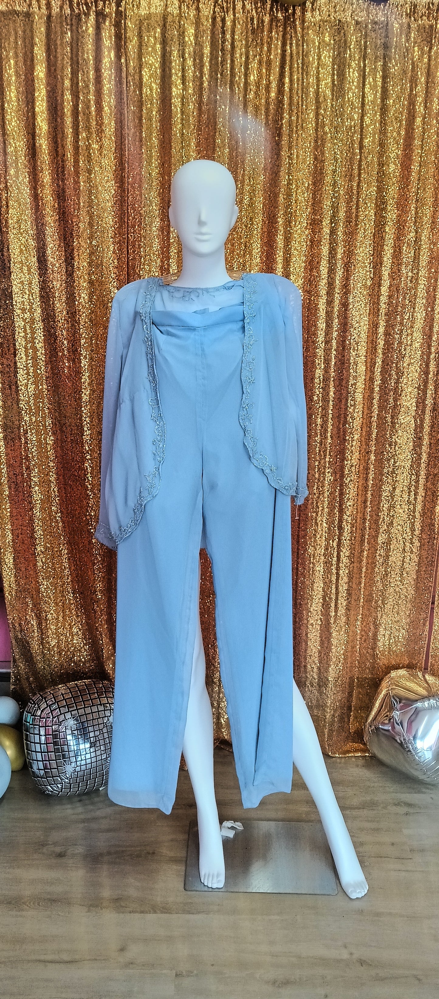 Periwinkle formal 2 piece pant and jacket set