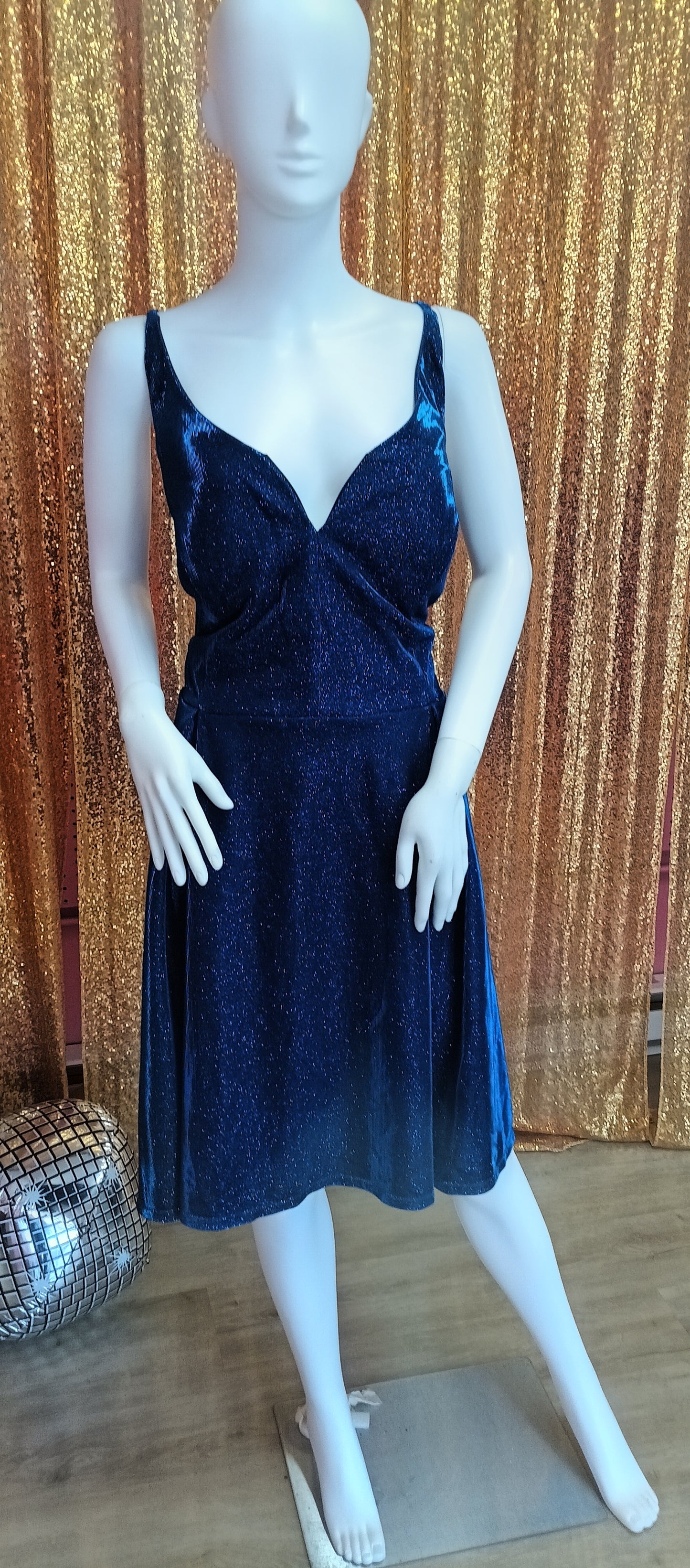Plus size sparkly royal blue fit and flare