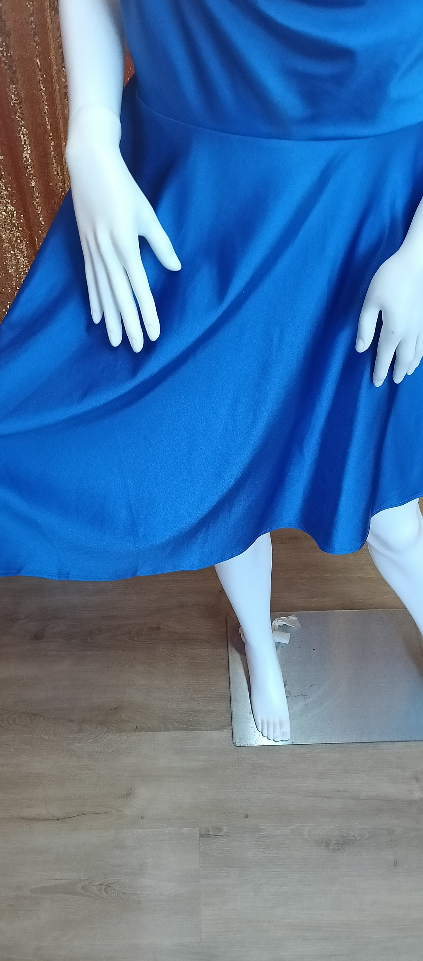 Royal blue satin fit & flare