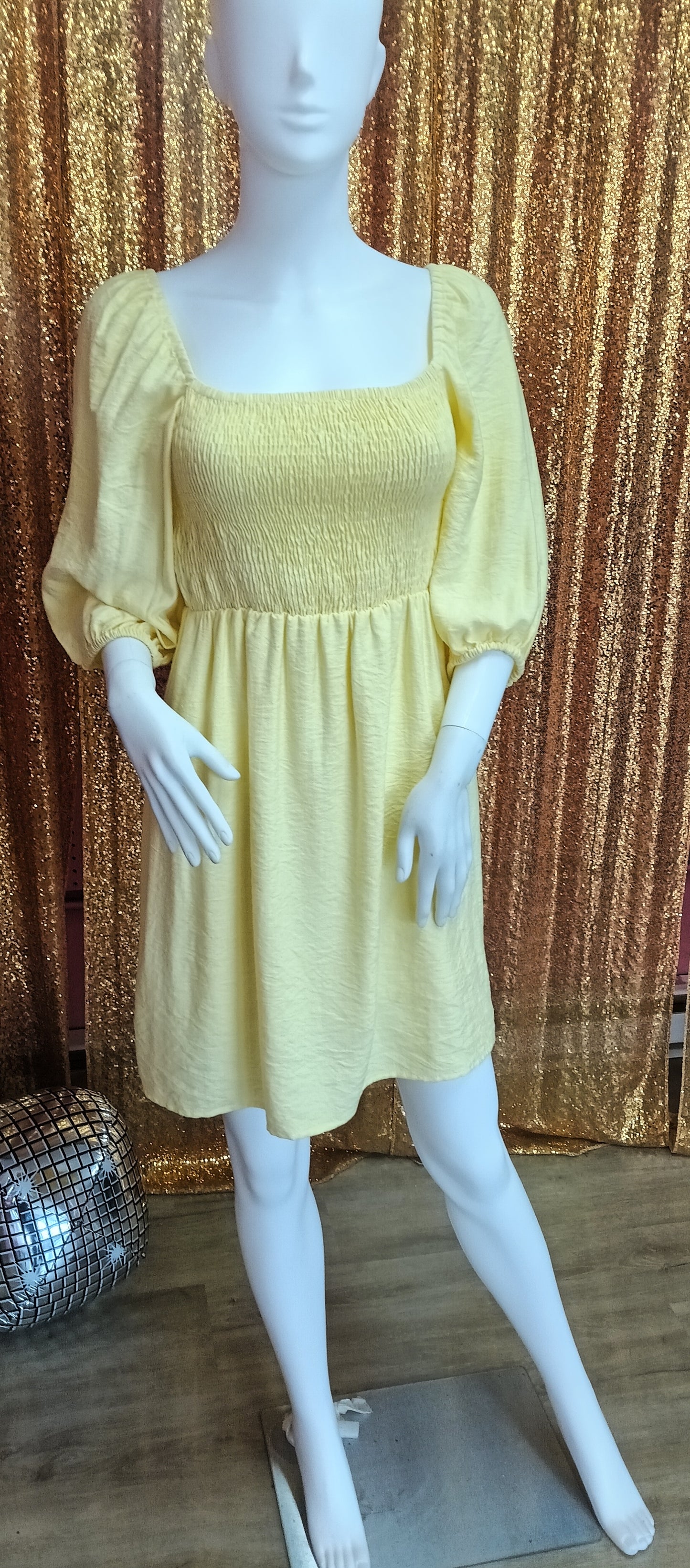 Yellow Long sleeve fit and flare