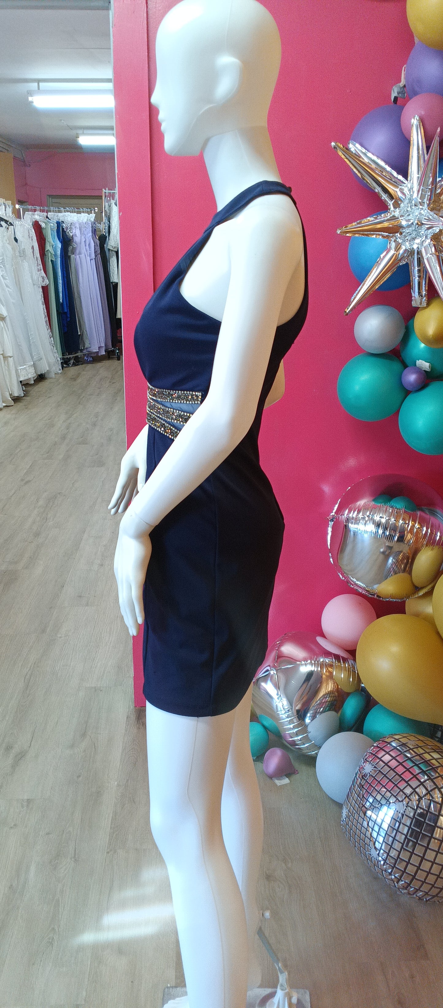 Navy Blue halter hoco dress