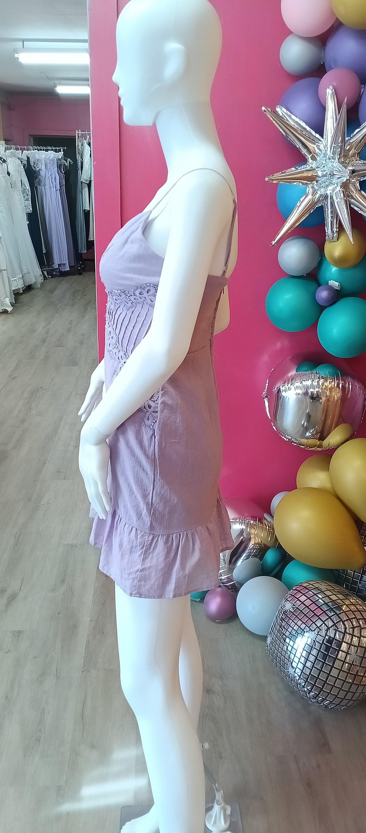 Spaghetti strap lilac chiffon