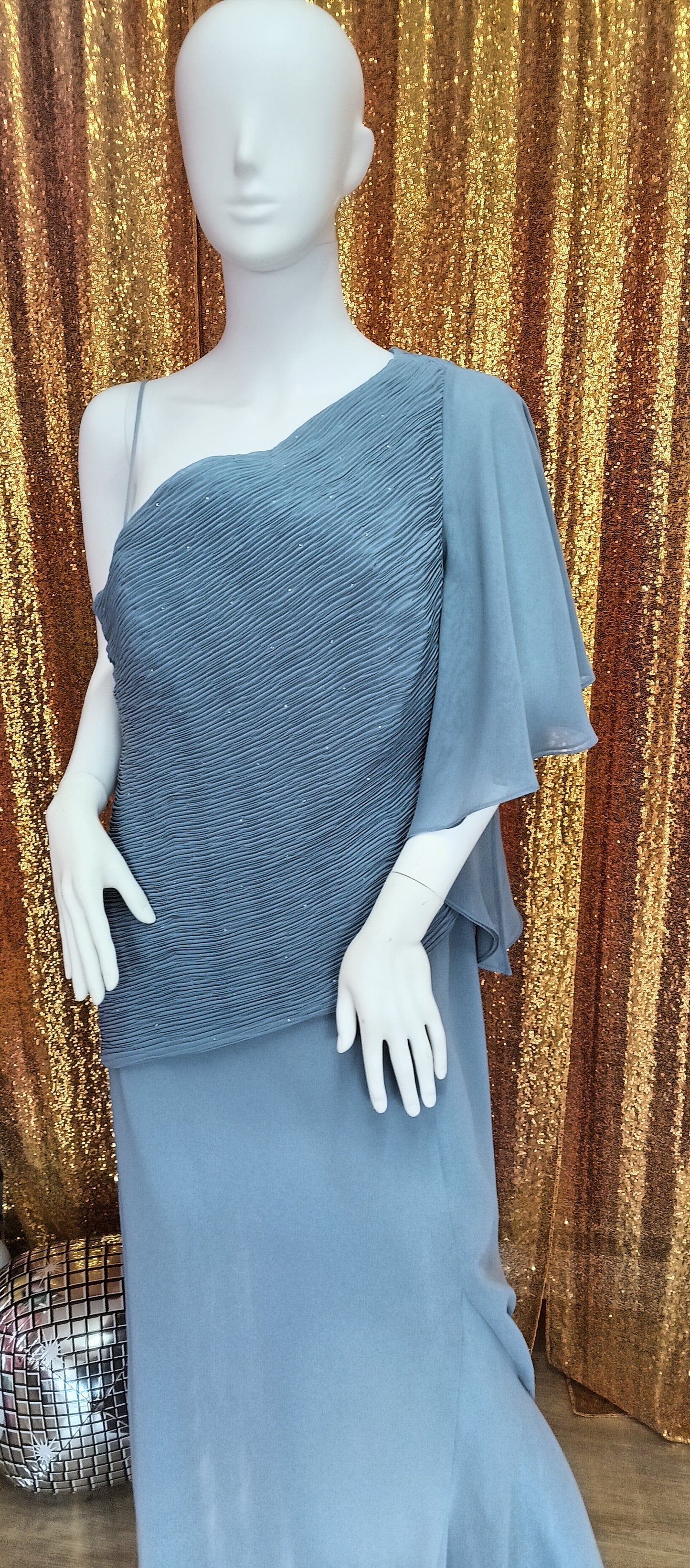 Ipani blue one shoulder formal dress