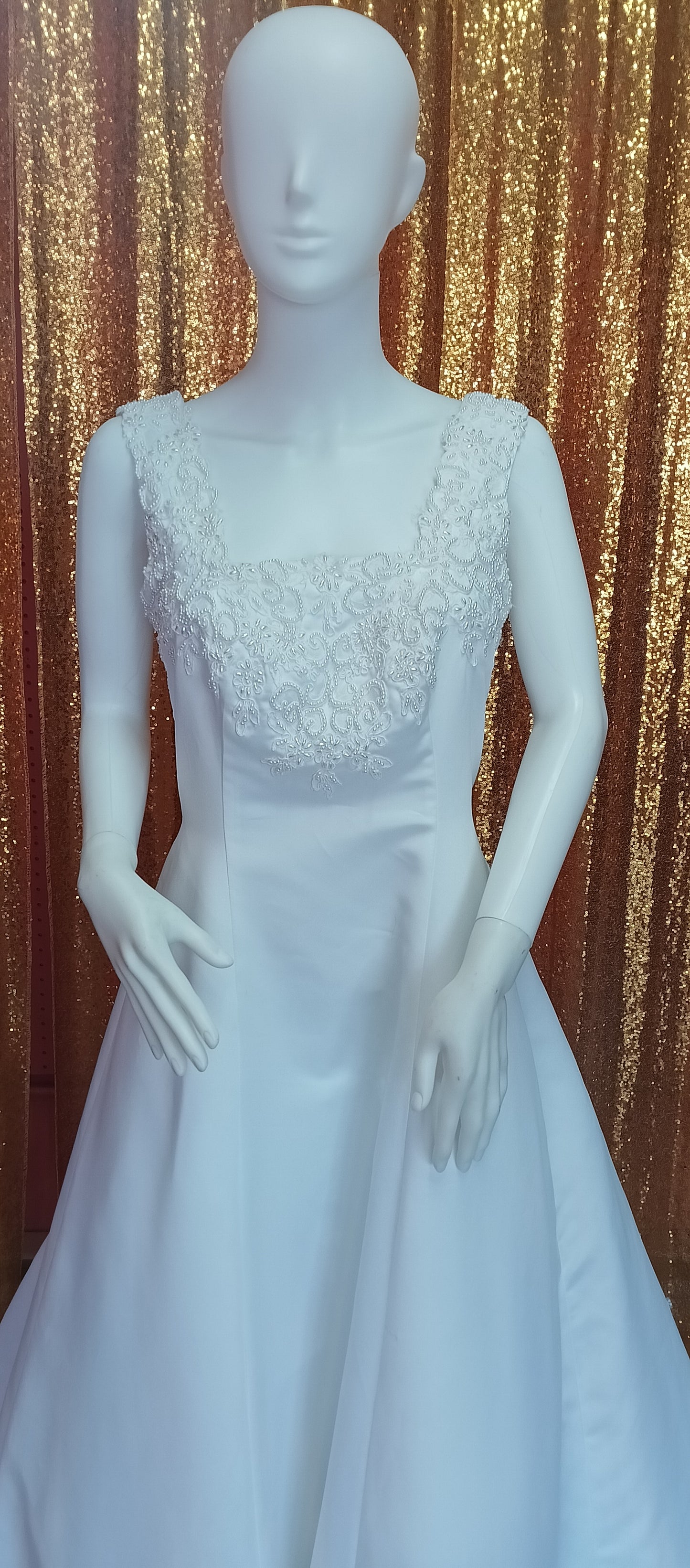 Jasmine White Pearl A-Line Ball gown