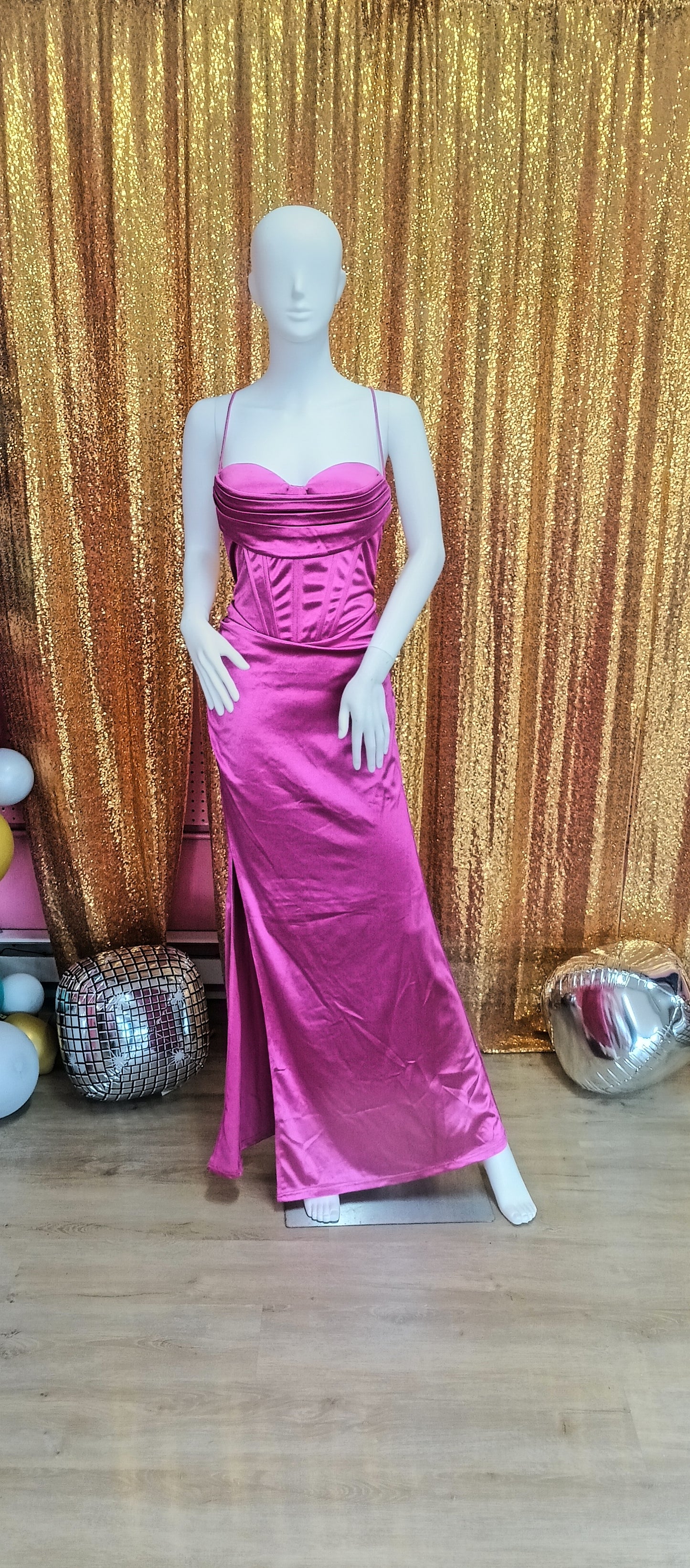 2025 Hot Pink Sweetheart Satin Couture