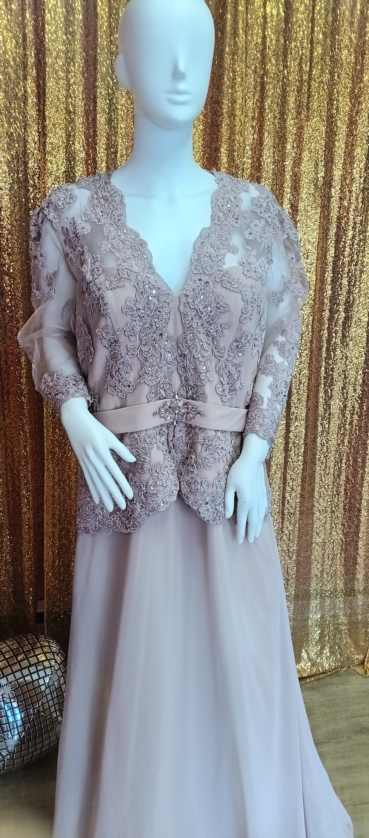 Clarisse mink long sleeve formal dress