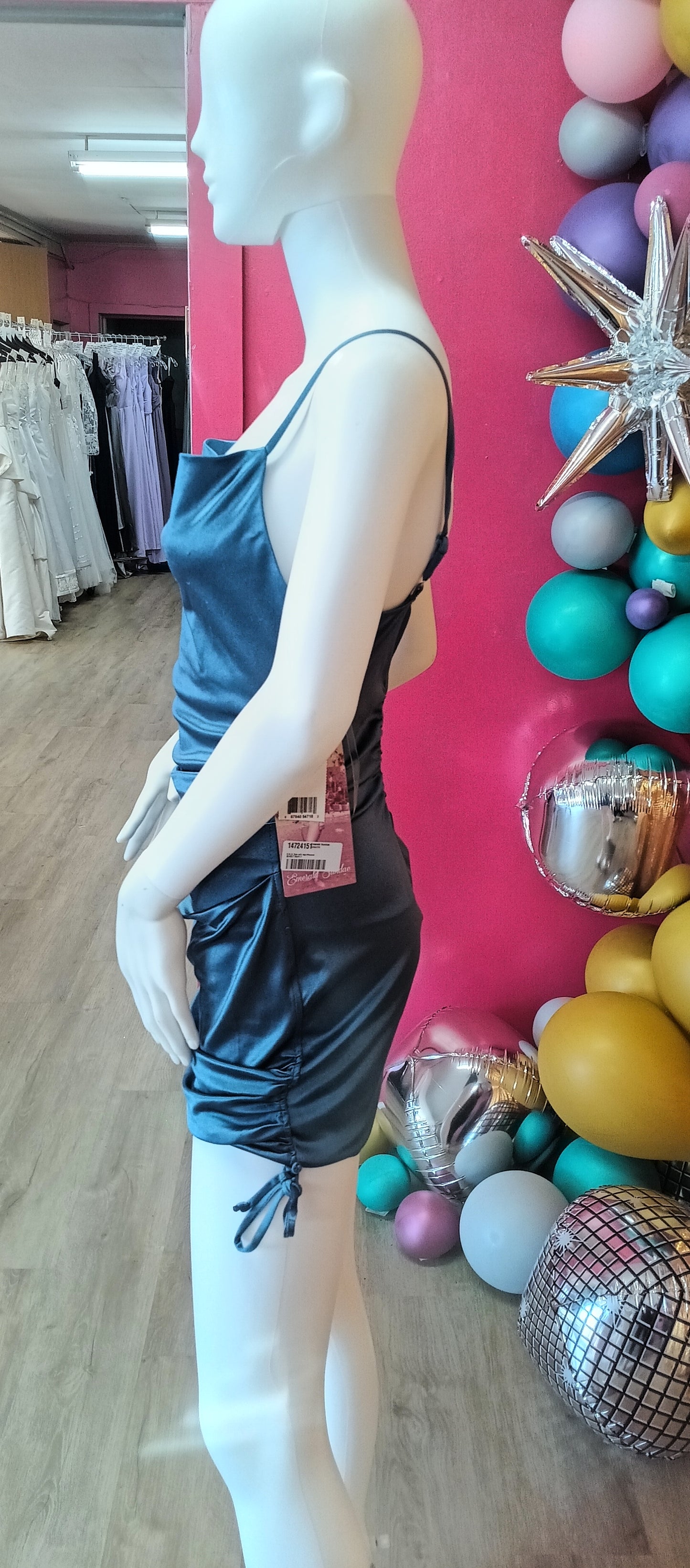 Dusty blue satin hoco
