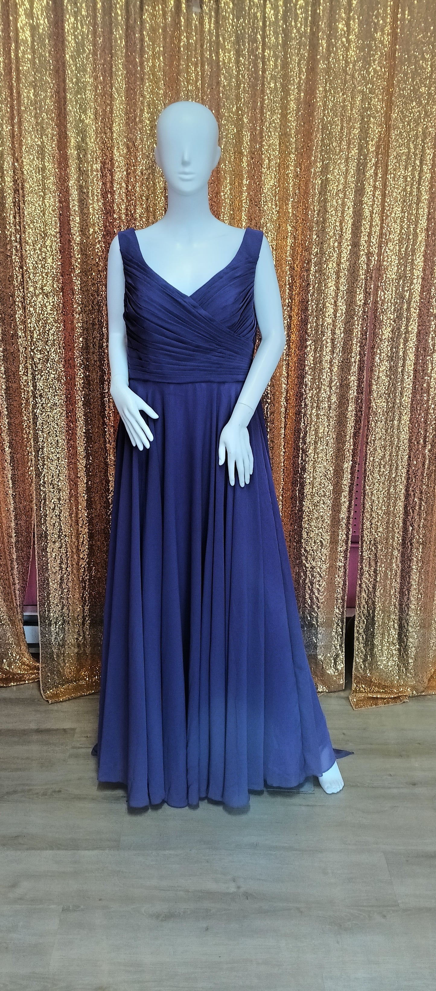 Dark purple chiffon bridesmaids dress