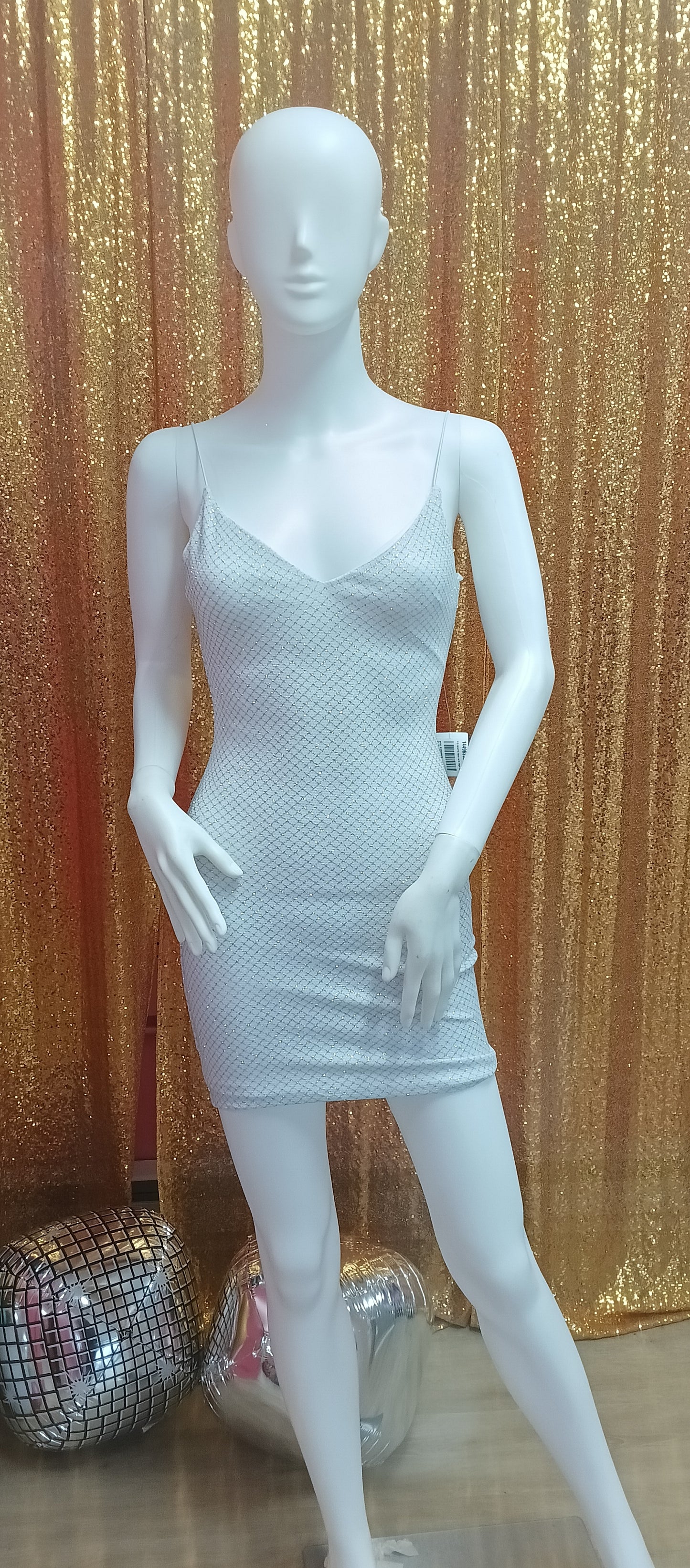 Spaghetti strap white sparkly hoco