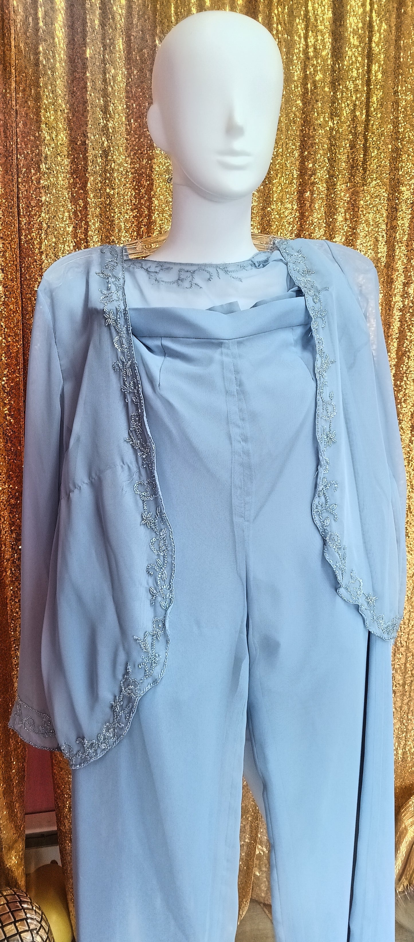 Periwinkle formal 2 piece pant and jacket set