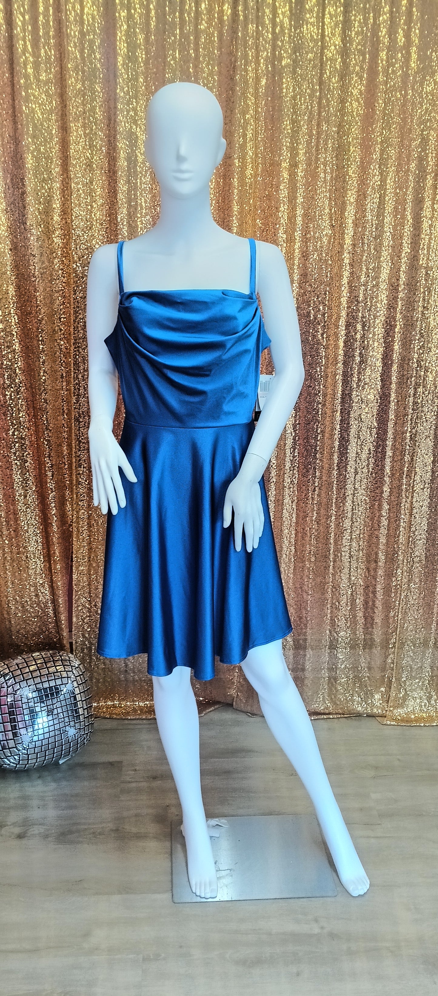 Royal blue satin fit & flare