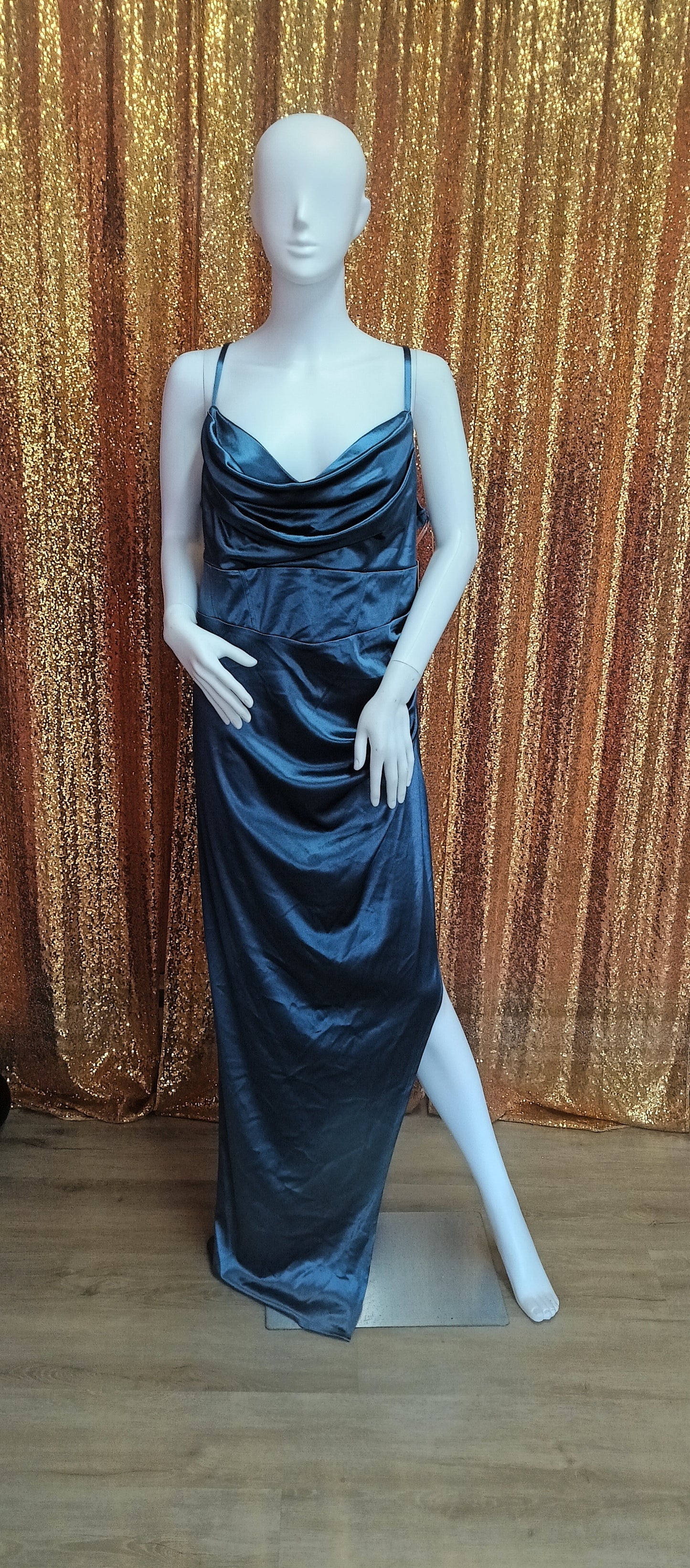 Plus size Blue denim satin couture
